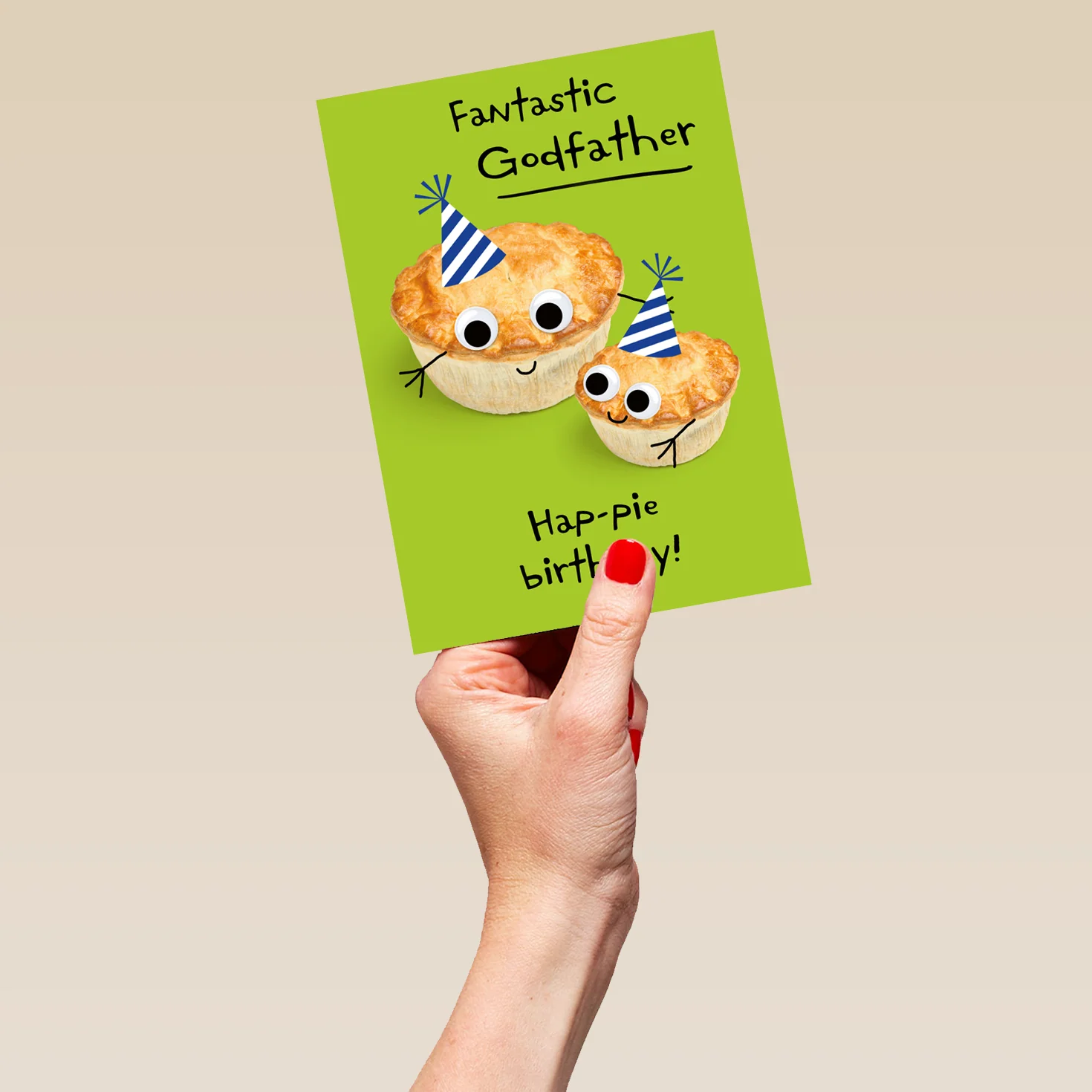 Personalised & Editable Funny Pies Godfather Birthday Card - Image 5