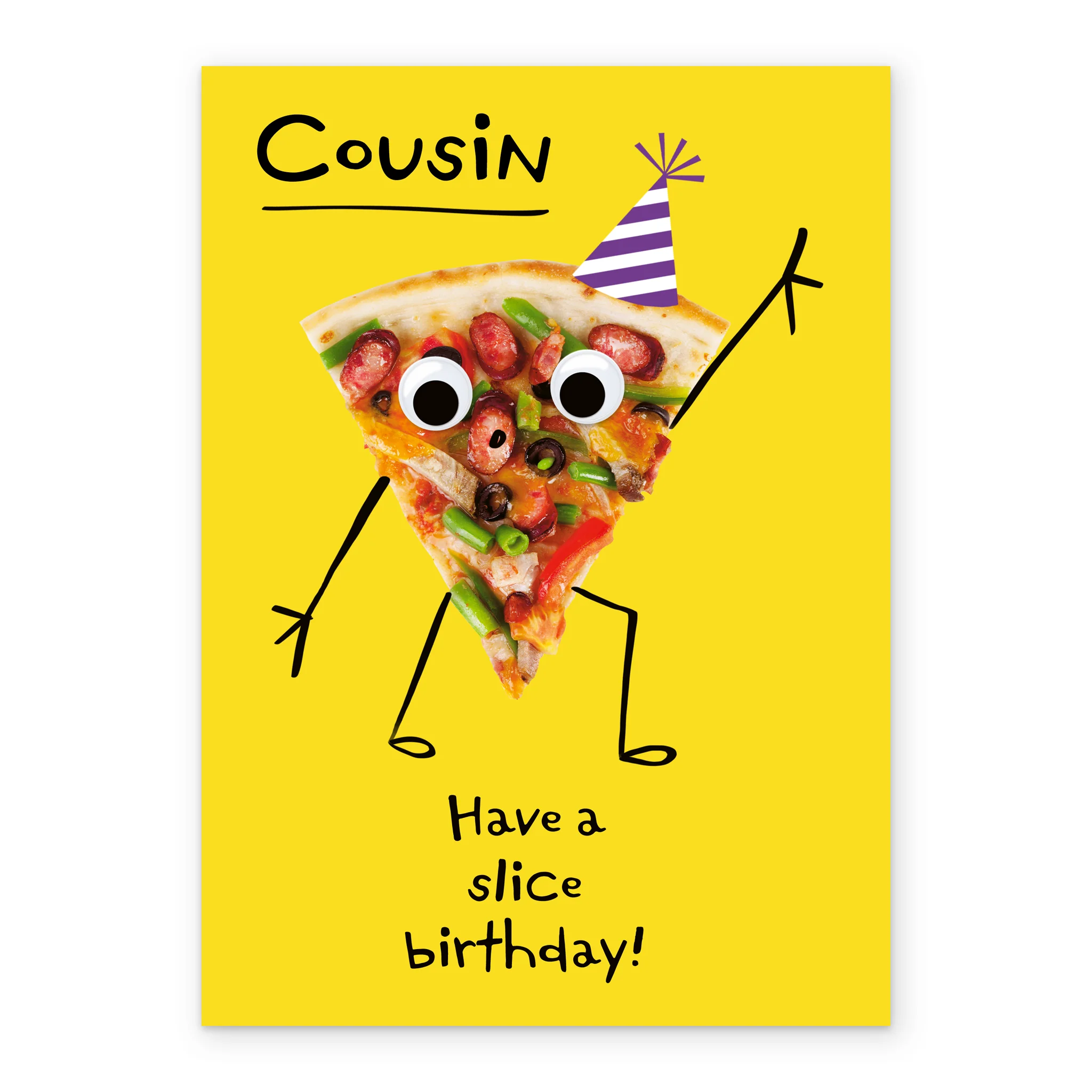 Personalised & Editable Funny Pizza Cousin Birthday Card - Image 2