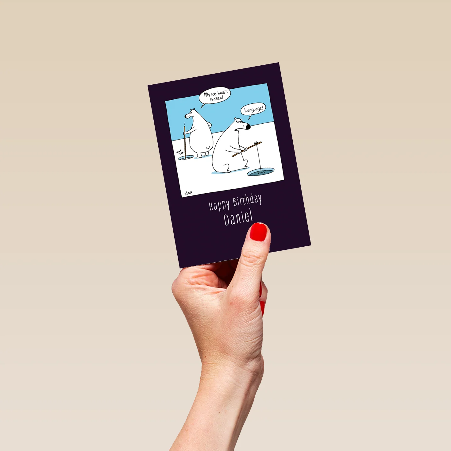 Personalised Editable Funny Polar Bears Fishing Birthday Card - Image 4