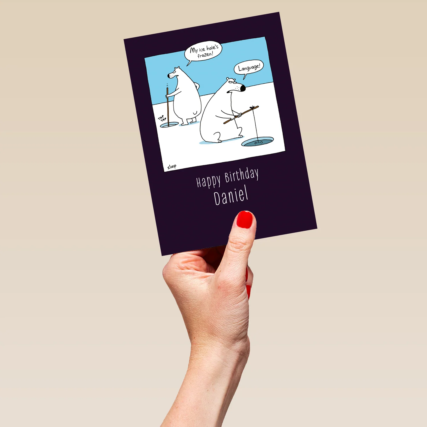 Personalised Editable Funny Polar Bears Fishing Birthday Card - Image 5