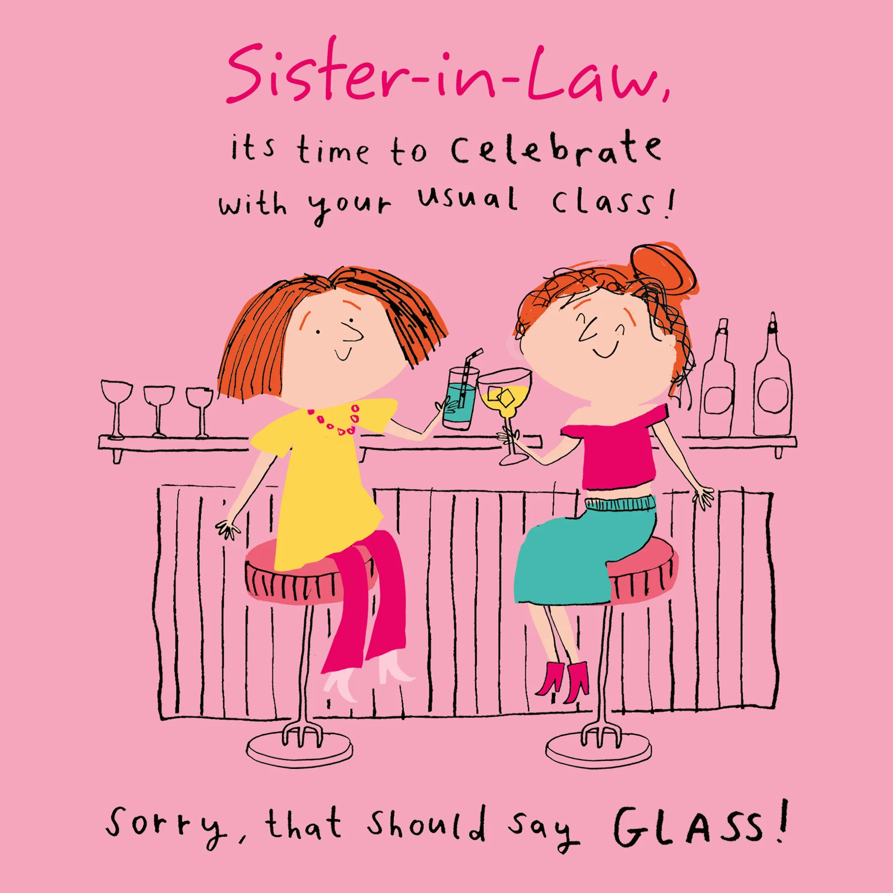 Personalised & Editable Funny Sister in Law Birthday Card