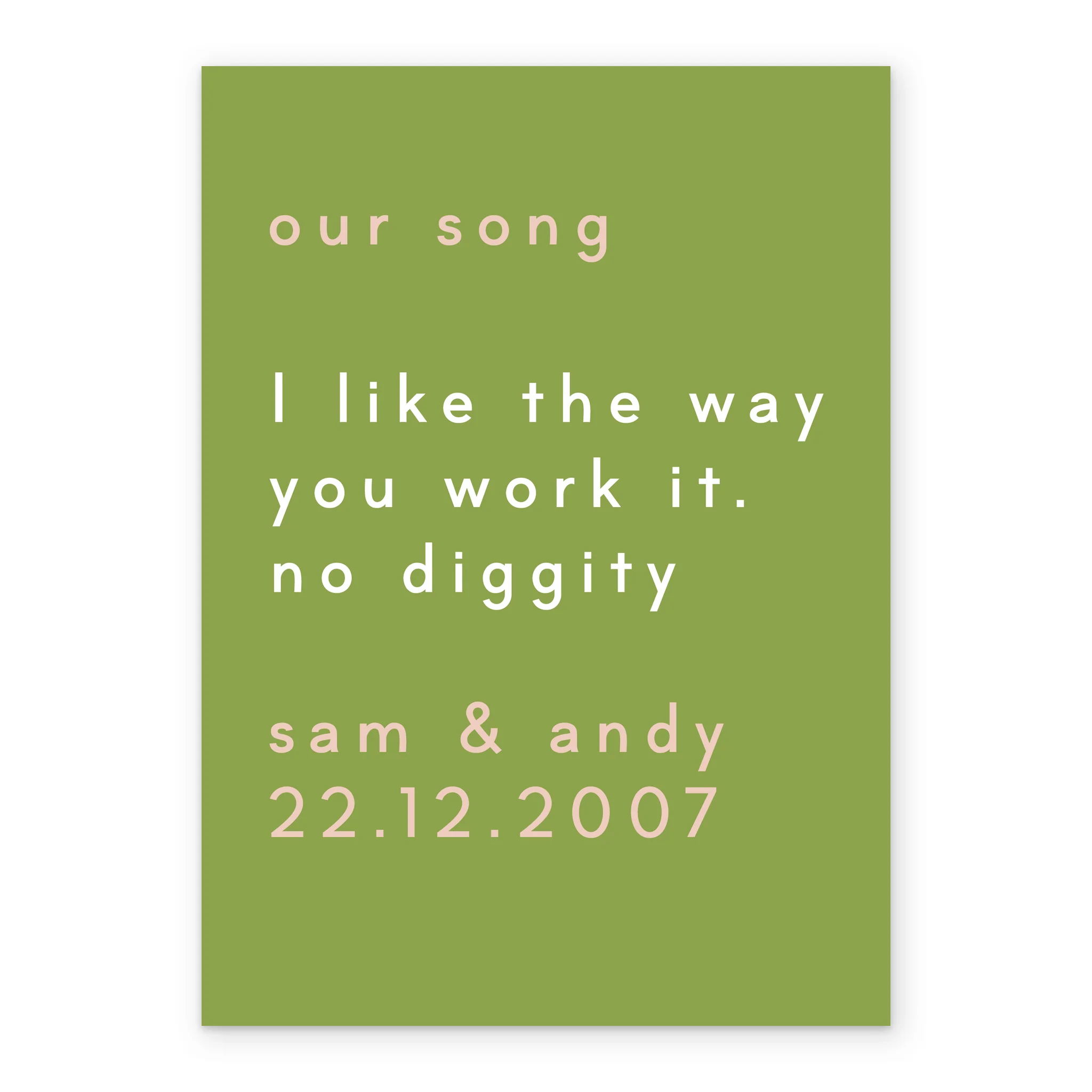 Personalised & Editable Funny Song Lyrics Anniversary Card - Image 2