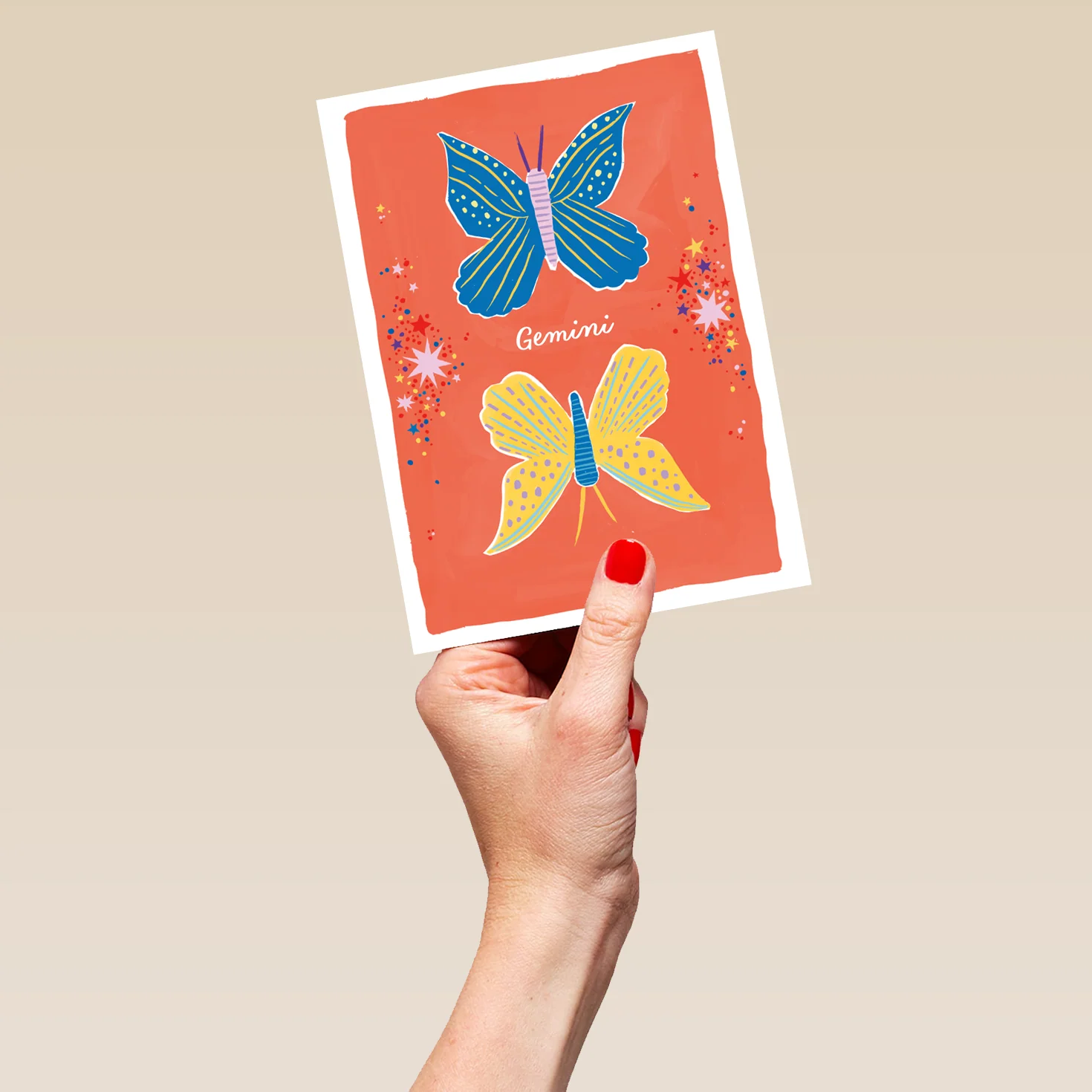 Personalised & Editable Gemini Twin Butterflies Birthday Card - Image 5