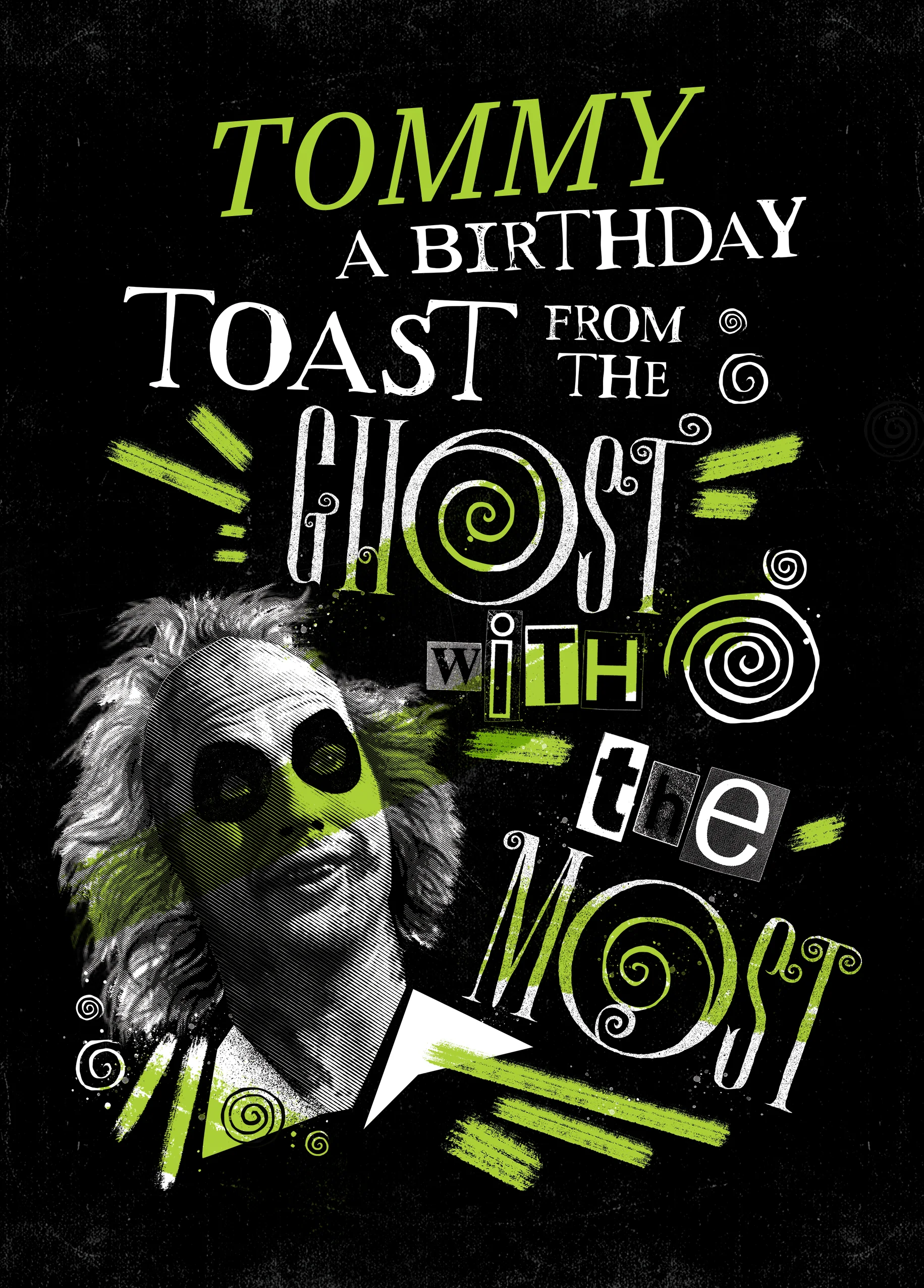 Personalised Editable 'Ghost with the Most' Beetlejuice Birthday Card