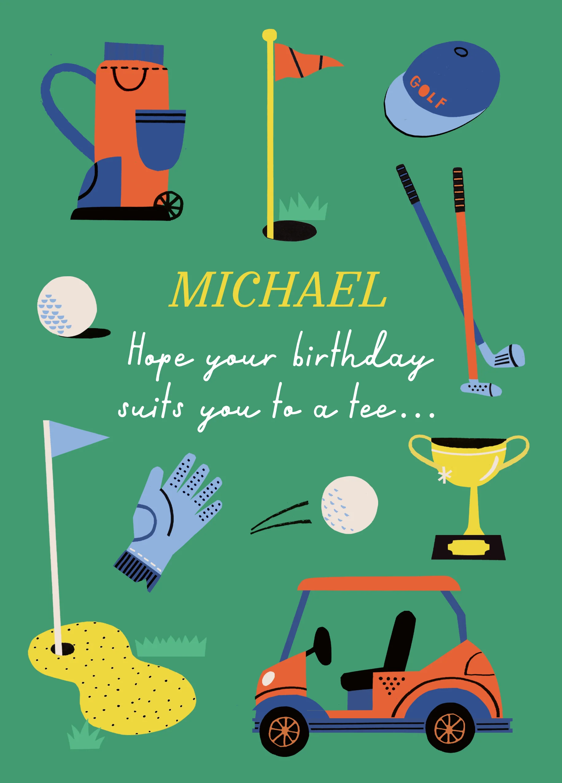 Personalised Editable Golf Icons Birthday Card