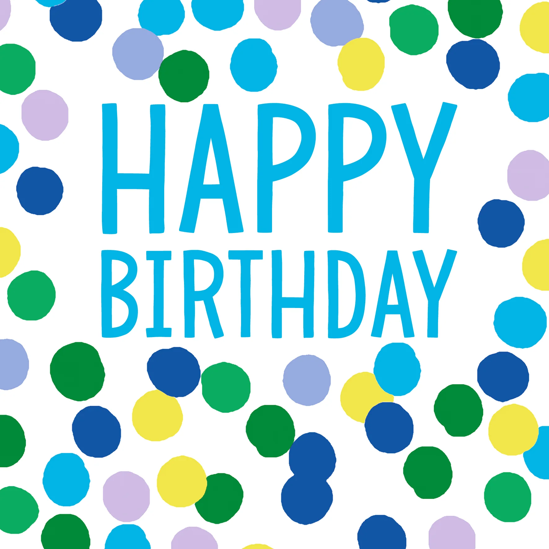 Personalised & Editable Green, Blue & Yellow Polka Dots Birthday Card