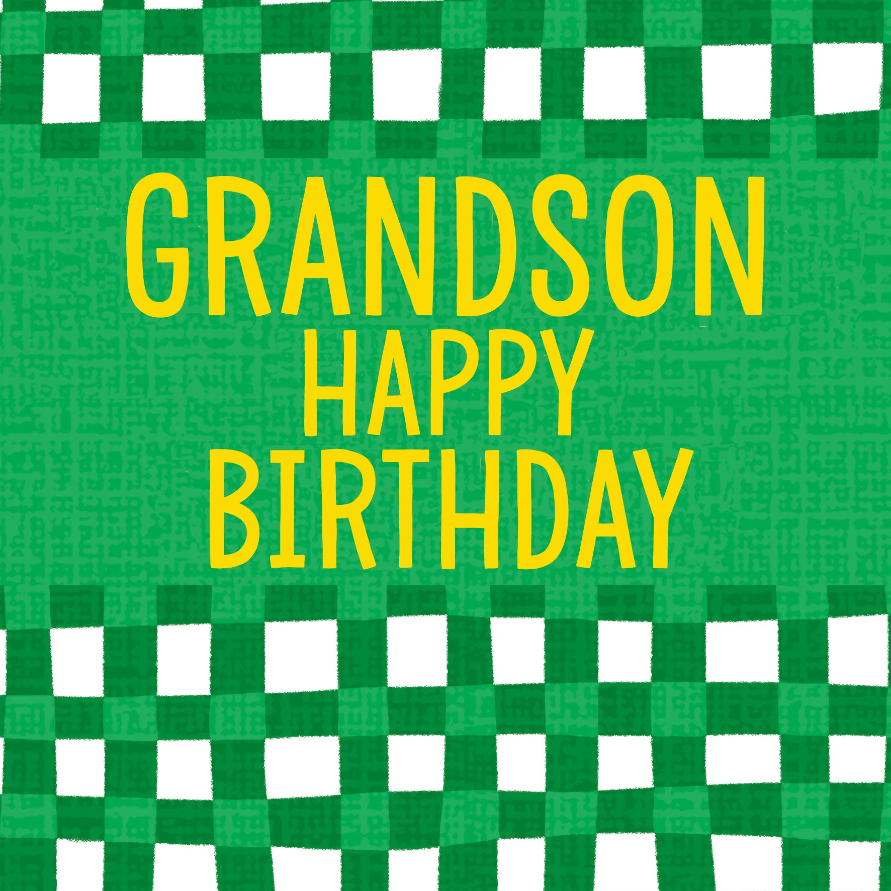 Personalised & Editable Green Checks Birthday Card for Grandson