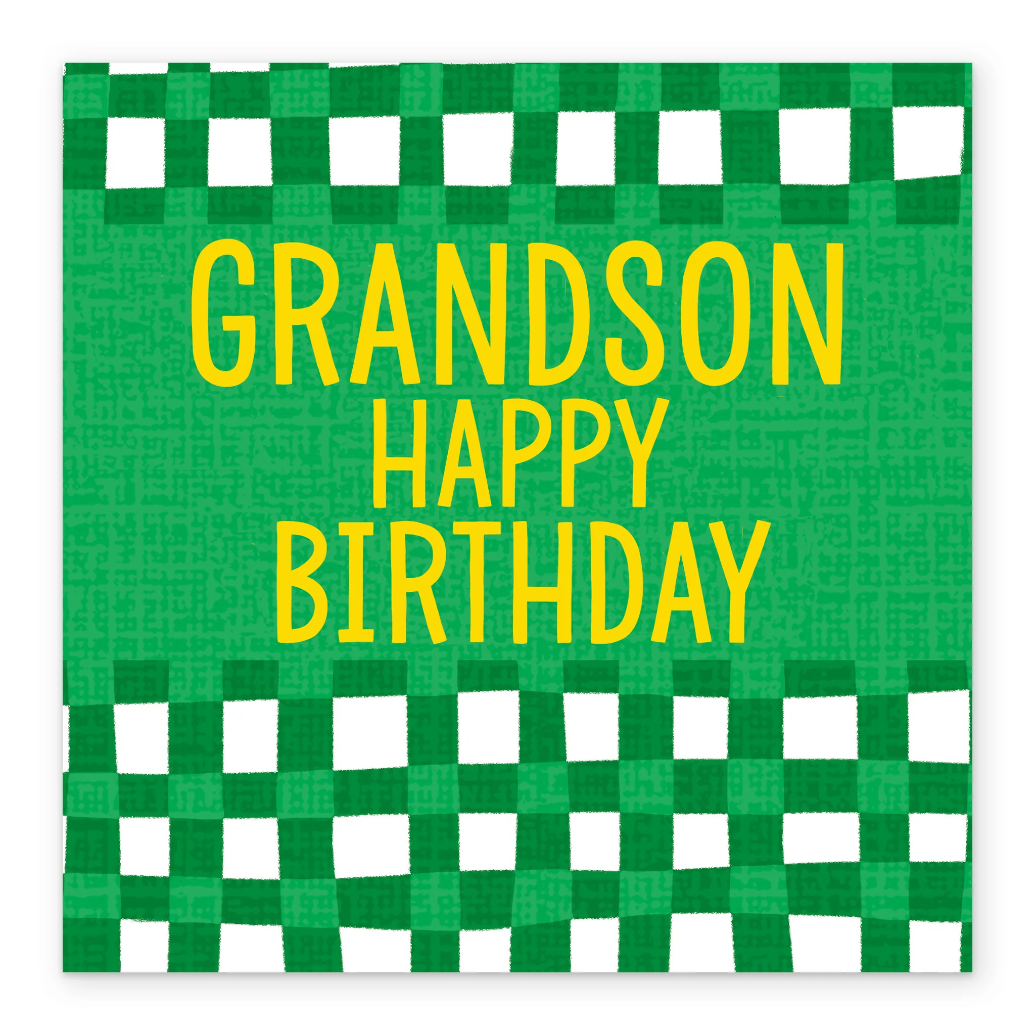 Personalised & Editable Green Checks Birthday Card for Grandson - Image 2