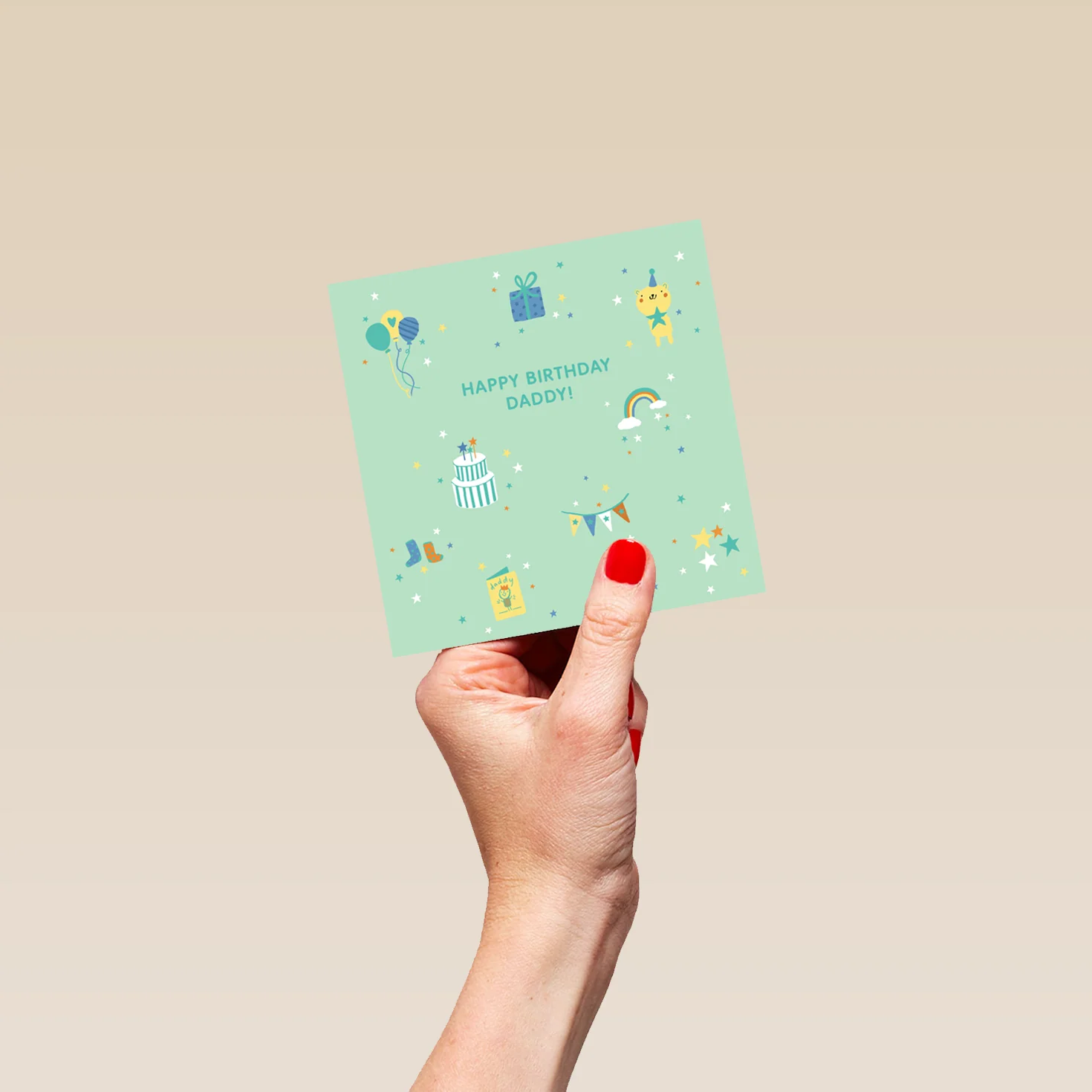 Personalised Editable Green Cute Icons Birthday Card for Daddy - Image 4