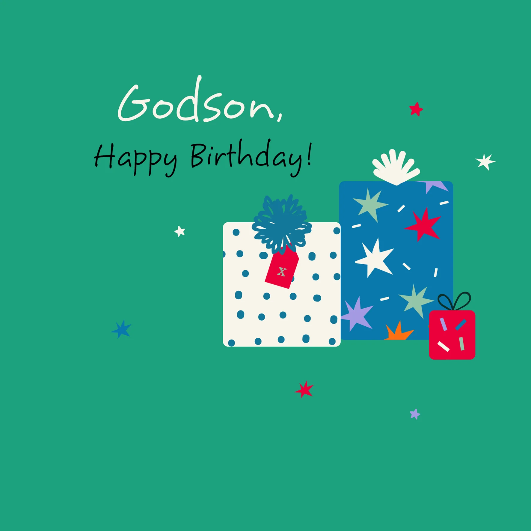Personalised & Editable Green Gifts Godson Birthday Card