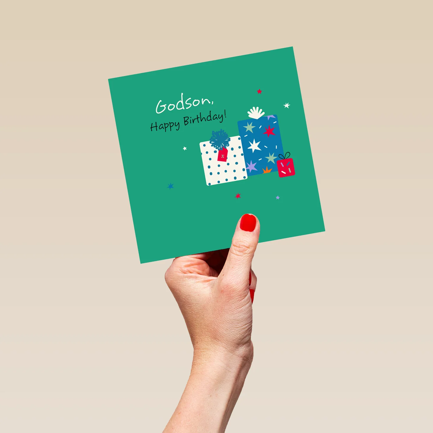 Personalised & Editable Green Gifts Godson Birthday Card - Image 5