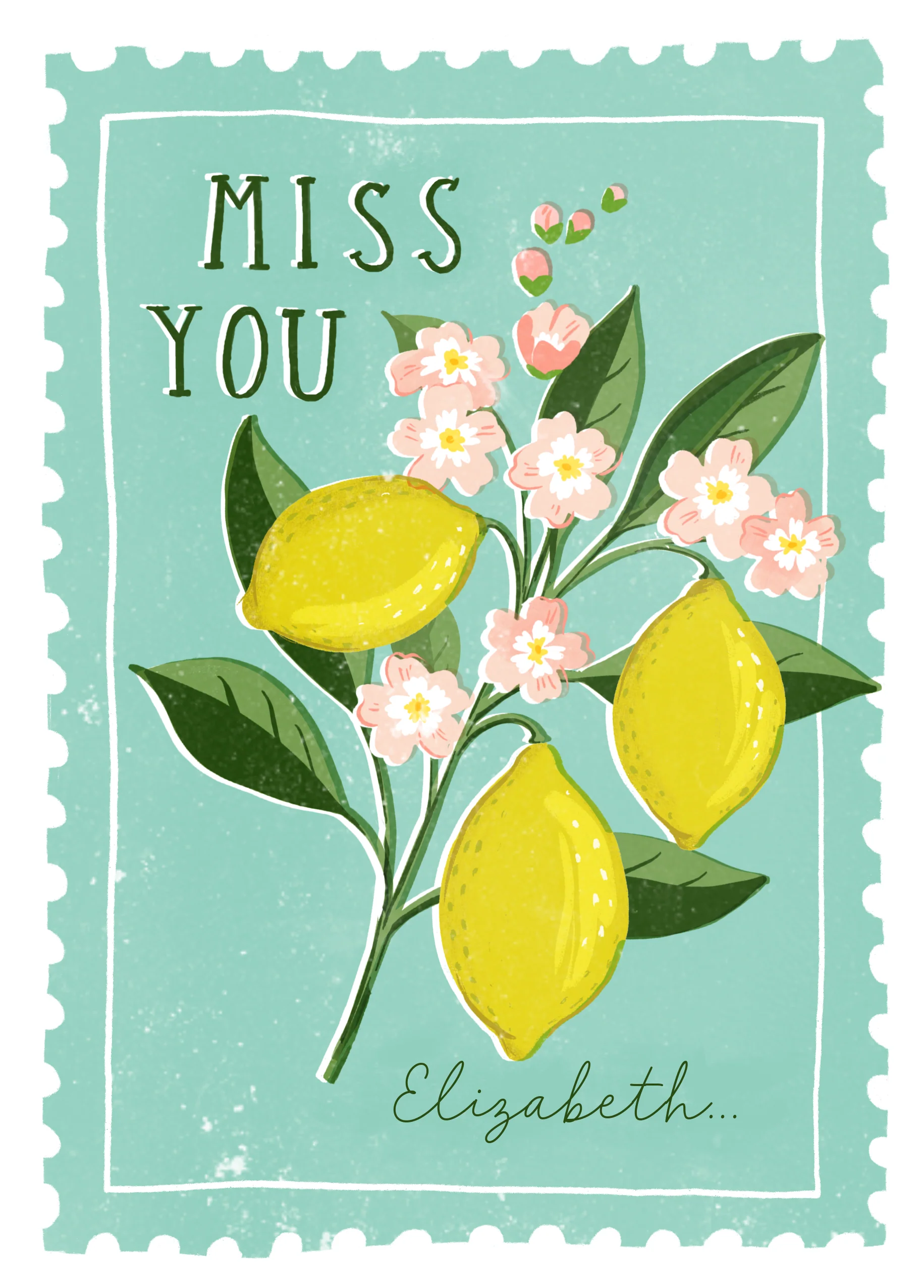 Personalised Editable Green Postage Stamp Just to Say Card
