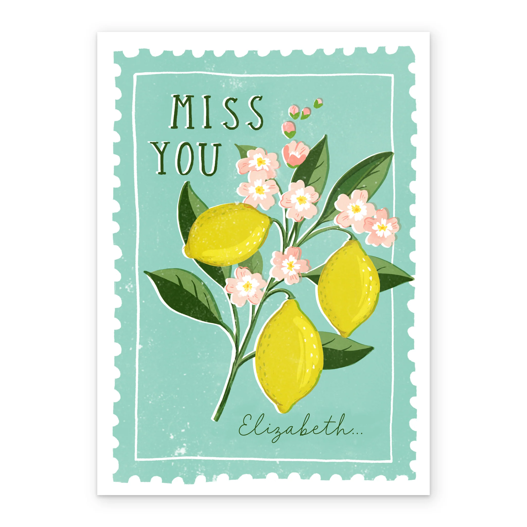 Personalised Editable Green Postage Stamp Just to Say Card - Image 2