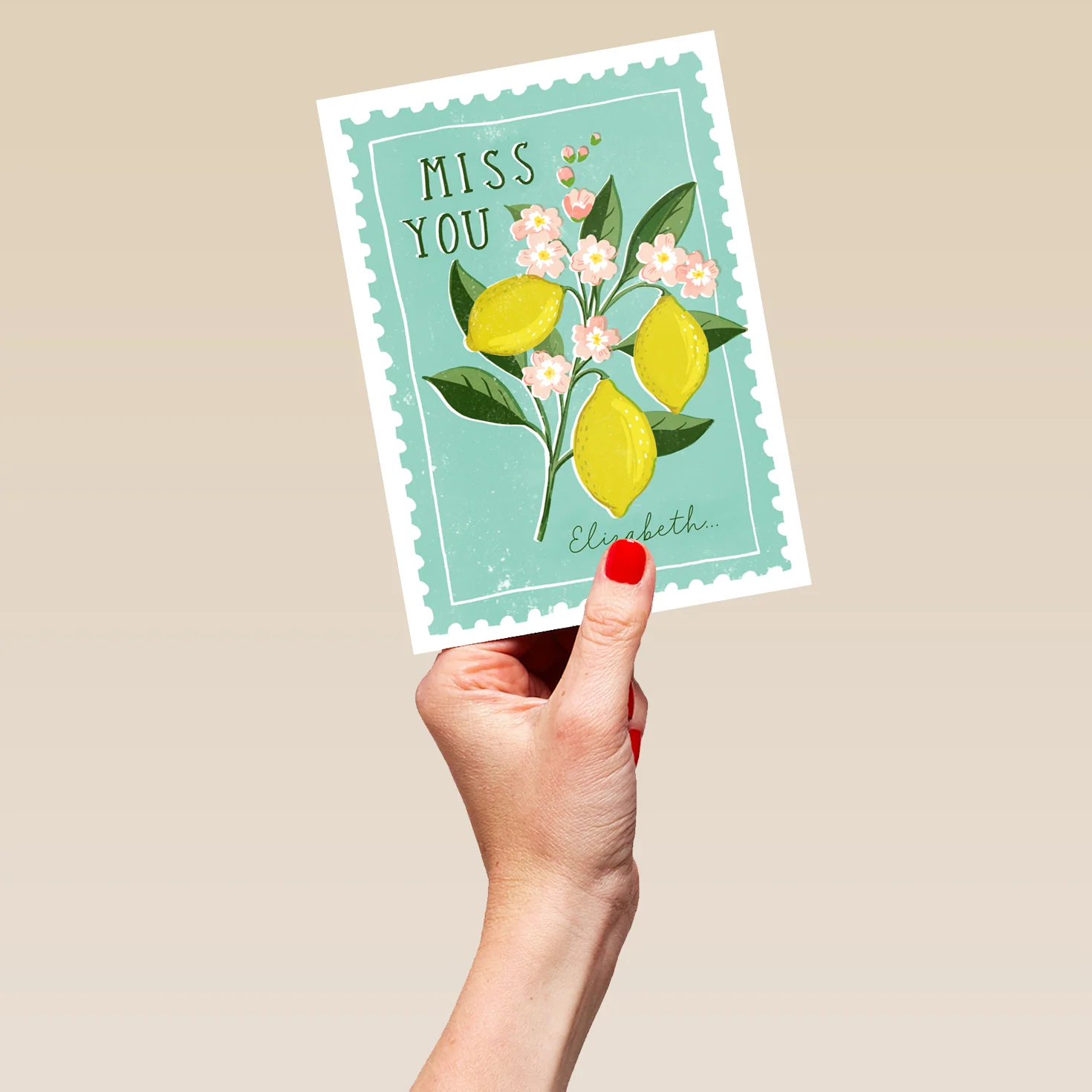 Personalised Editable Green Postage Stamp Just to Say Card - Image 5