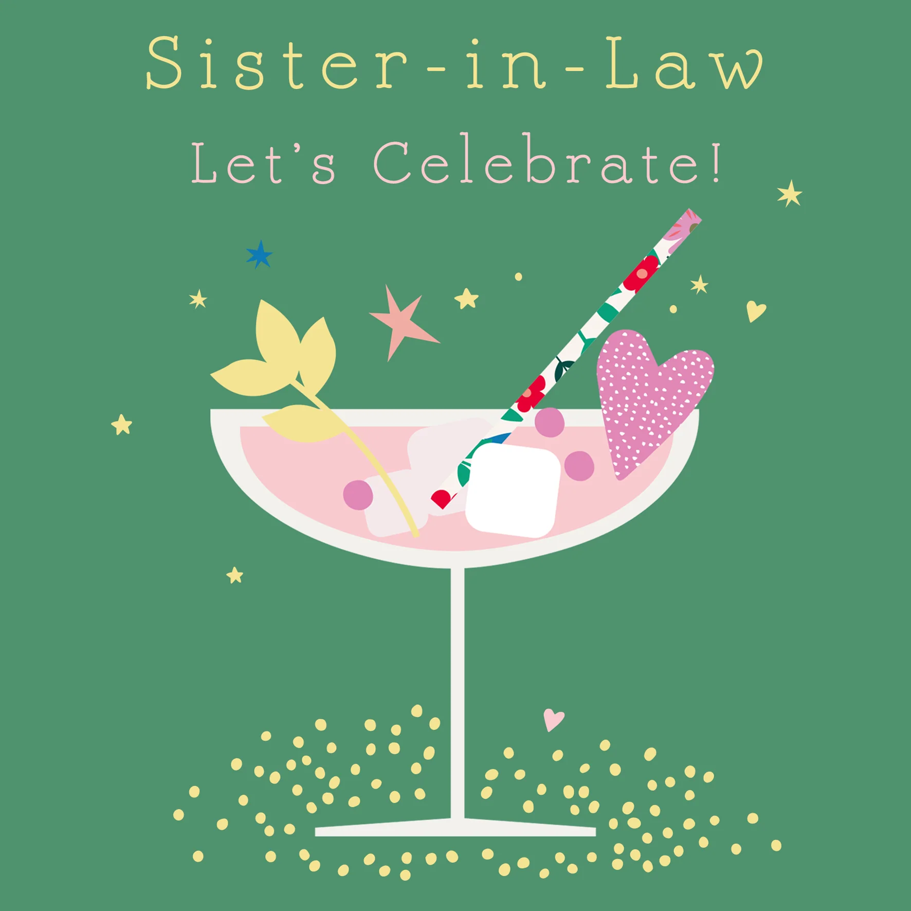 Personalised & Editable Green Sister in Law Birthday Card