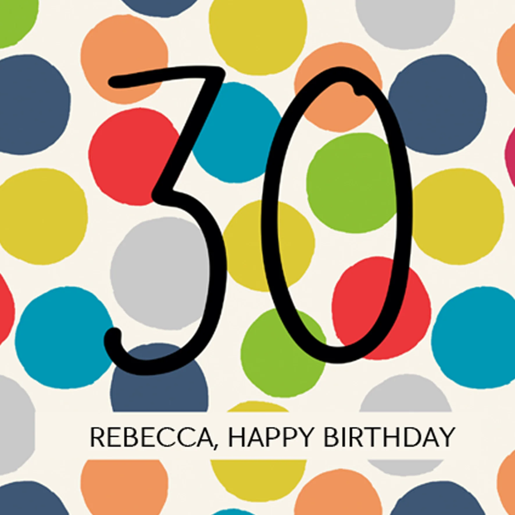 Personalised Editable Happy Polka Dot 30th Birthday Card