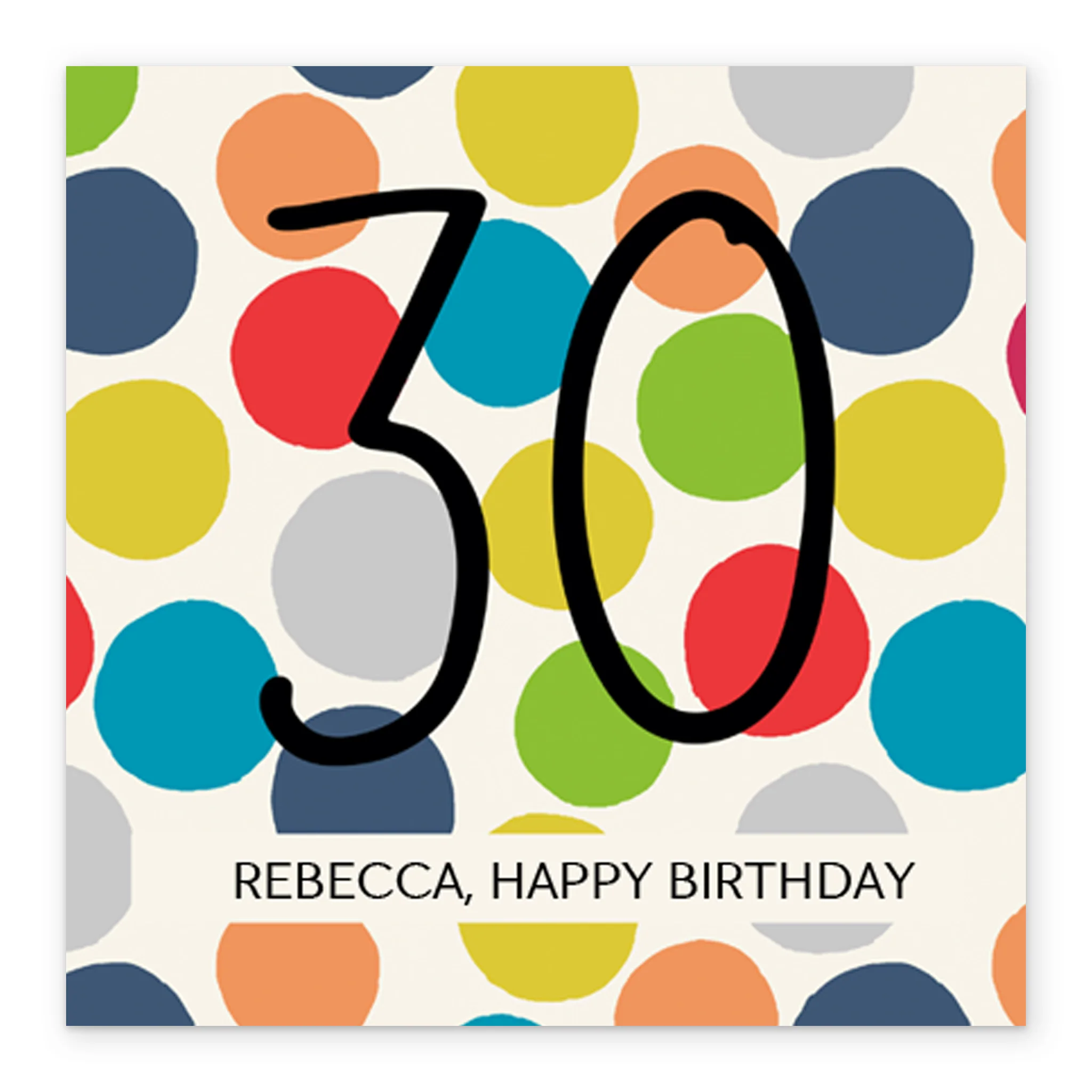 Personalised Editable Happy Polka Dot 30th Birthday Card - Image 2