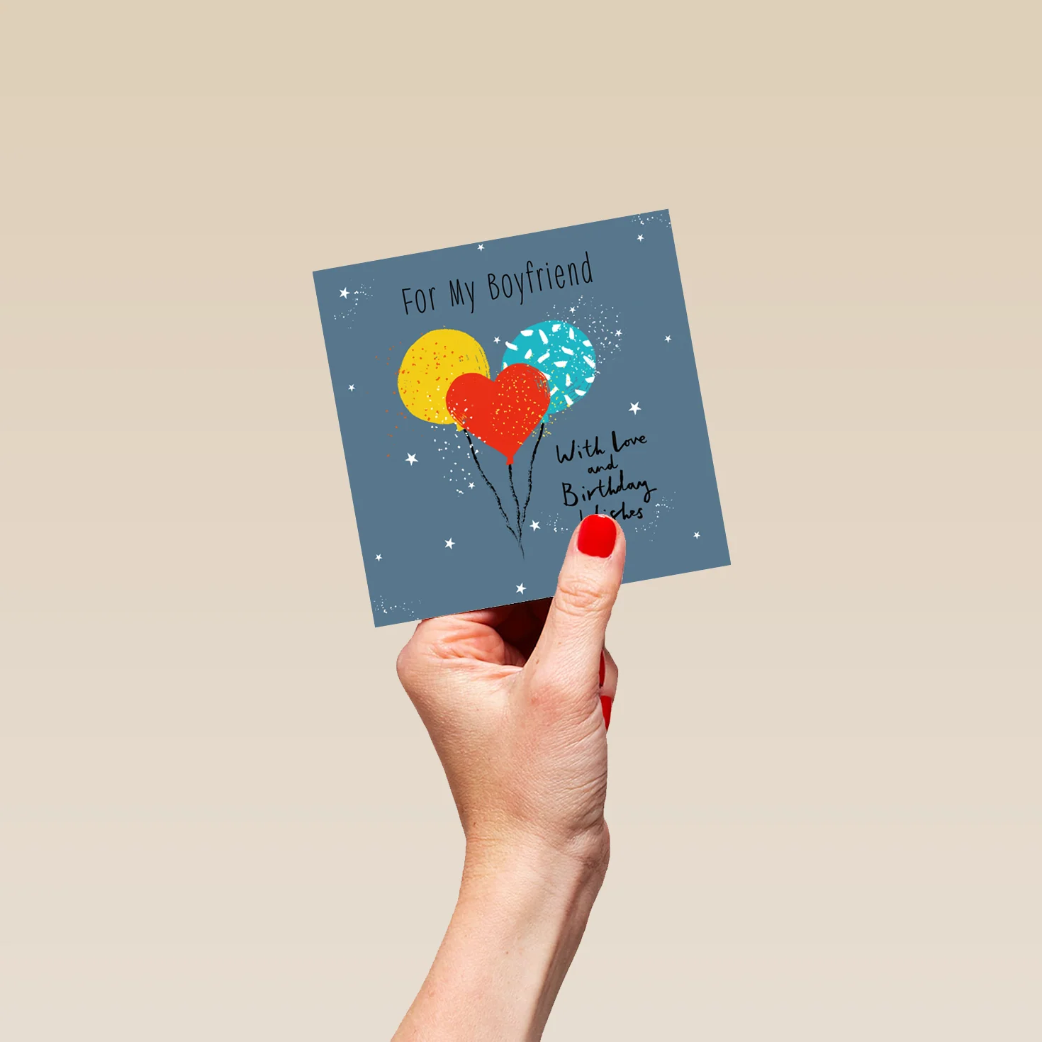 Personalised & Editable Heart Balloon Boyfriend Birthday Card - Image 4