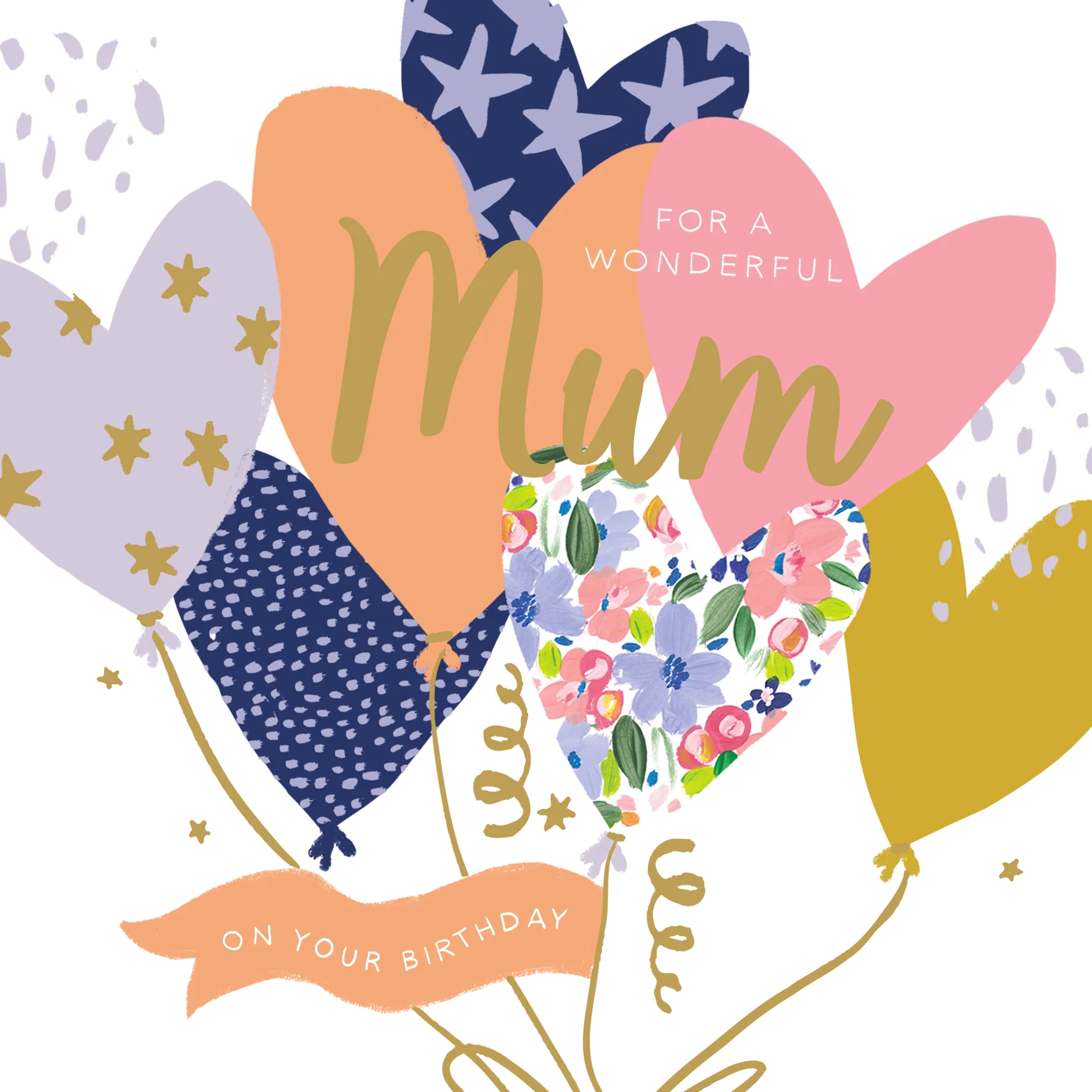 Personalised Editable Heart Balloons Birthday Card for Mum
