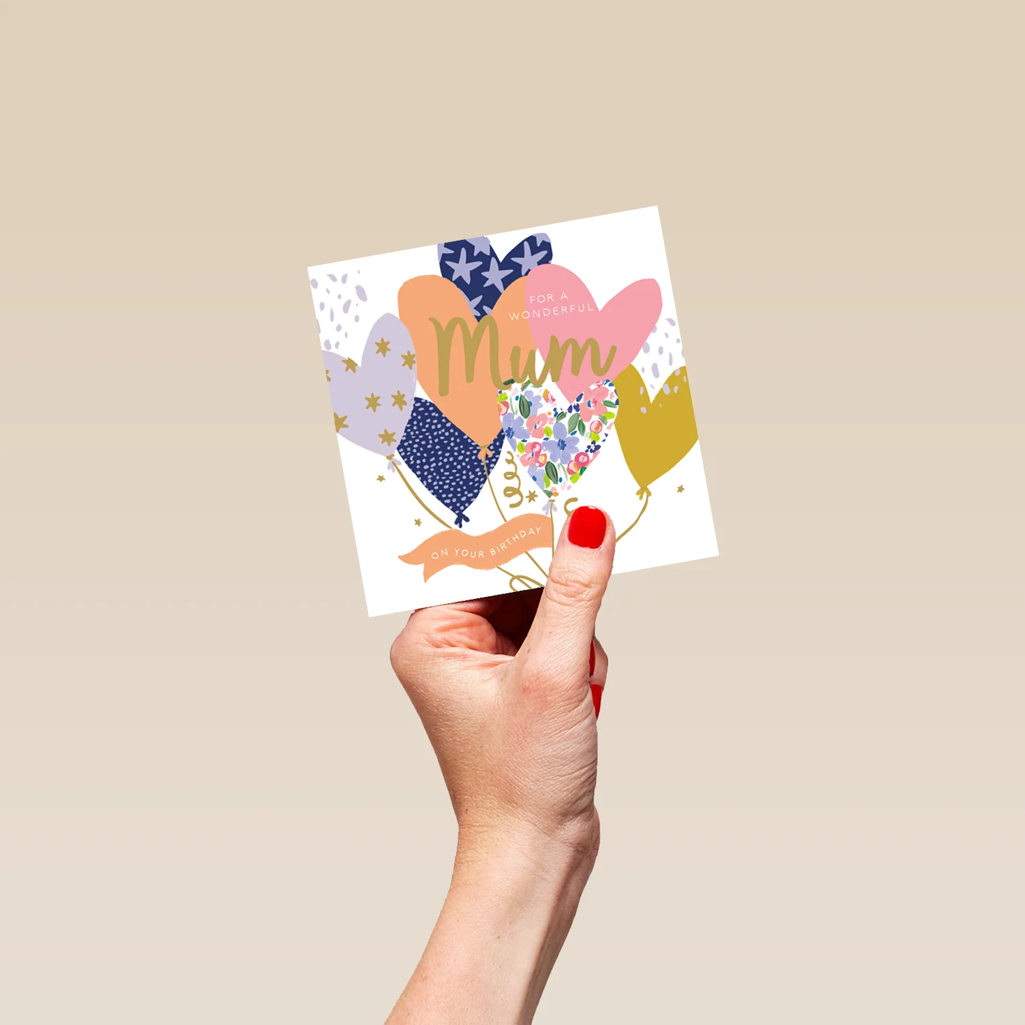 Personalised Editable Heart Balloons Birthday Card for Mum - Image 4