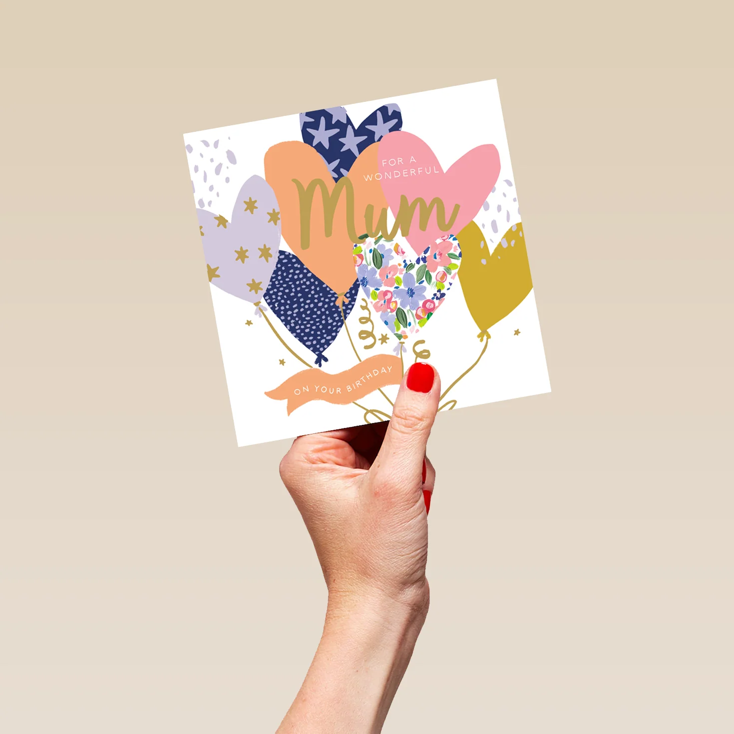 Personalised Editable Heart Balloons Birthday Card for Mum - Image 5