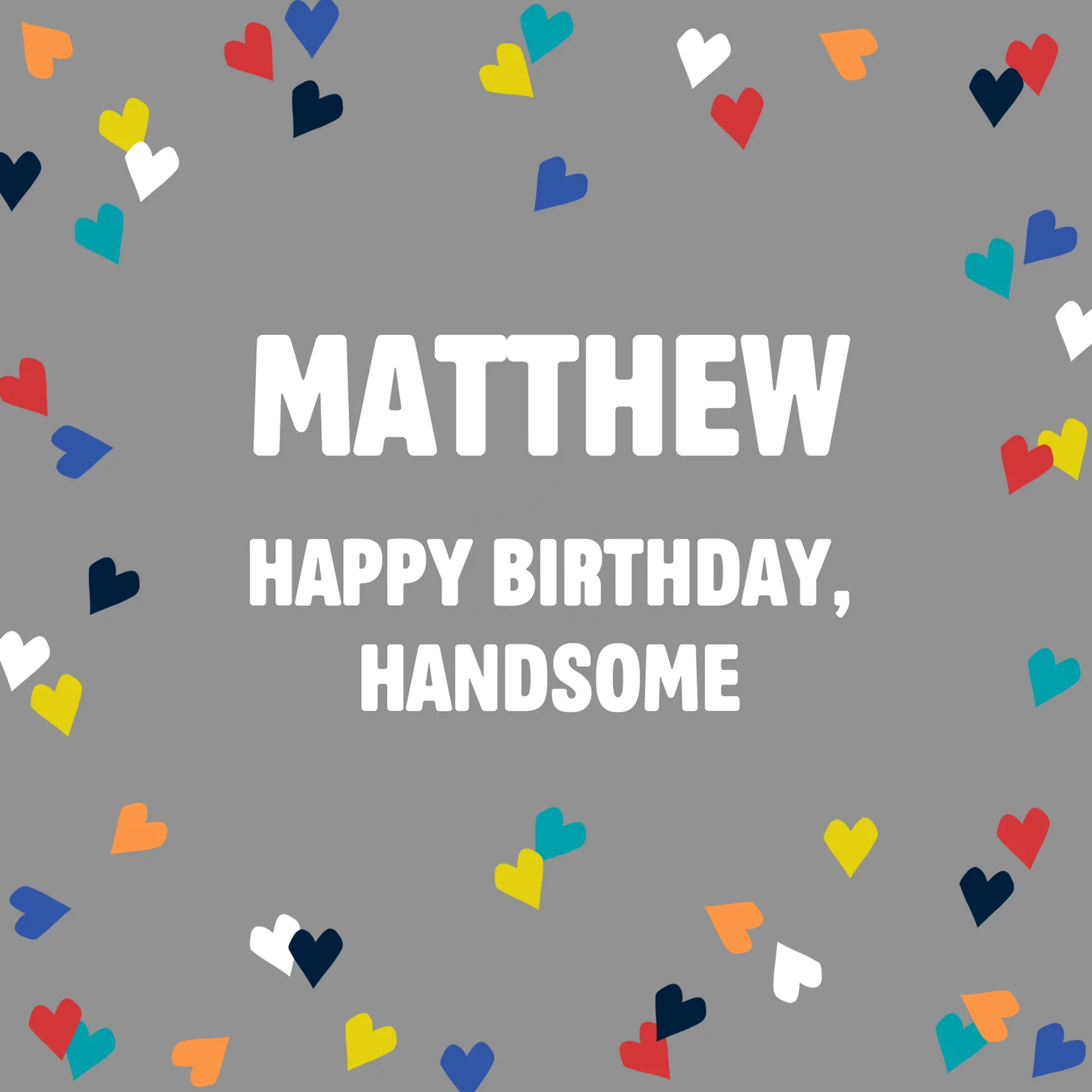 Personalised & Editable Heart Confetti Birthday Card