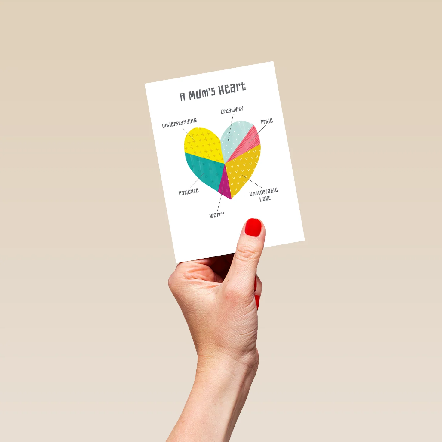 Personalised Editable Heart Pie Chart Mother's Day Card - Image 4