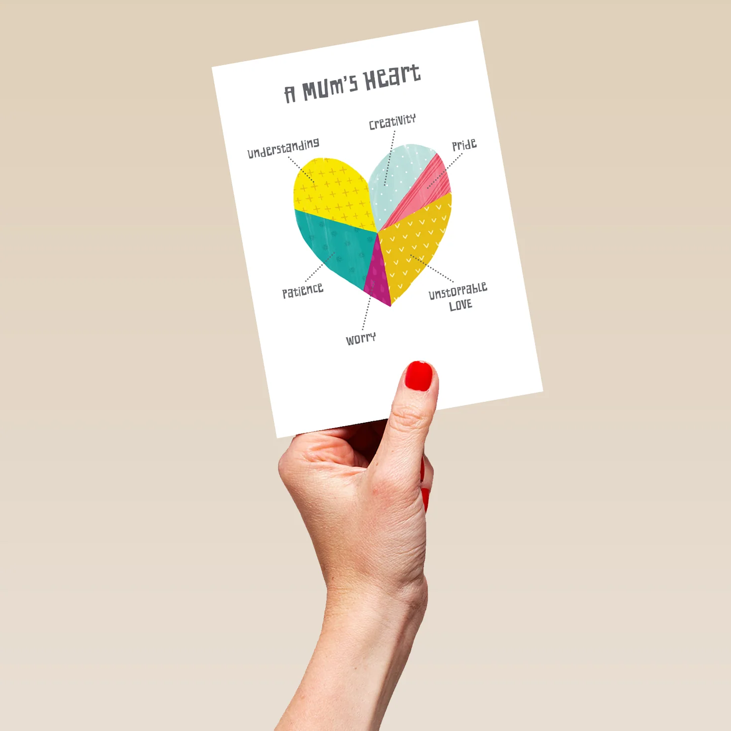 Personalised Editable Heart Pie Chart Mother's Day Card - Image 5