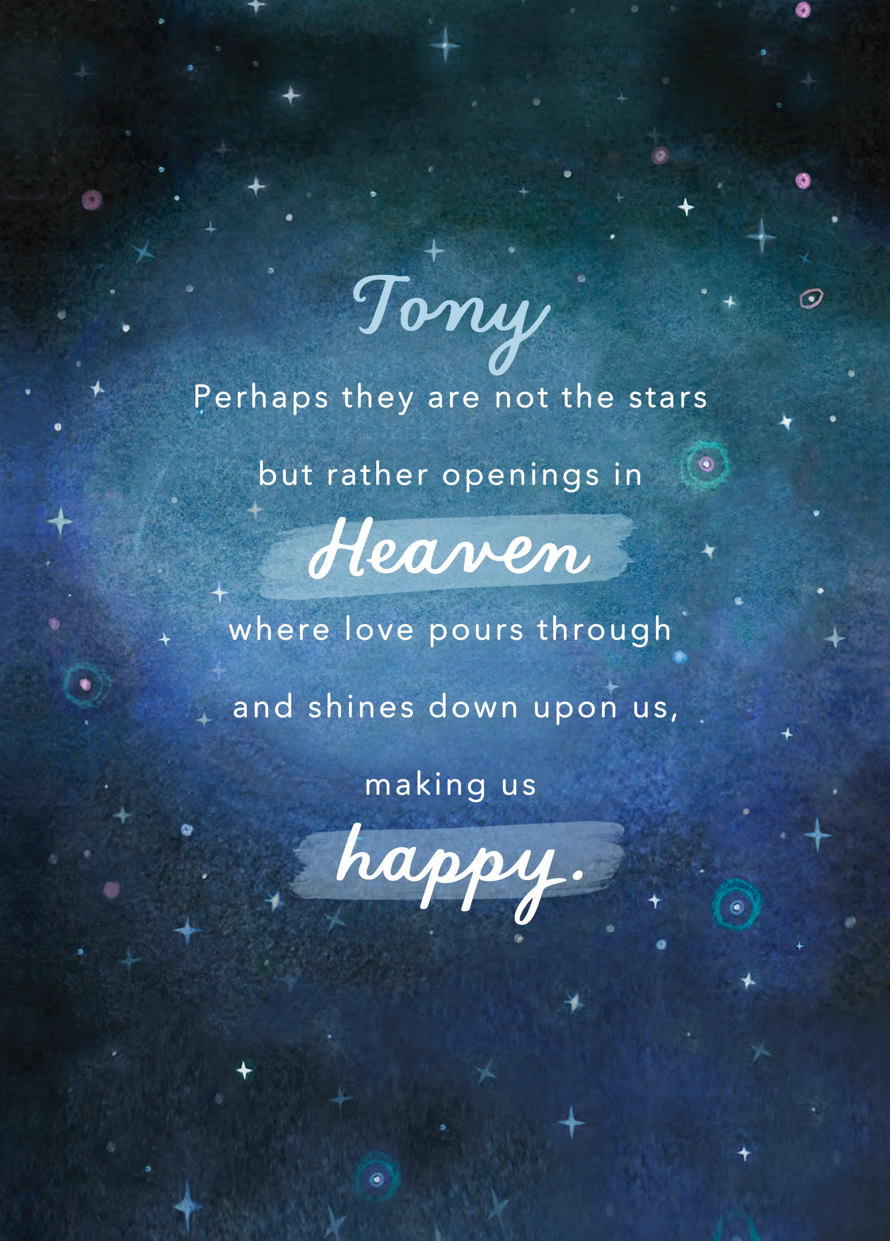 Personalised Editable Heavenly Sky Thinking of You Card