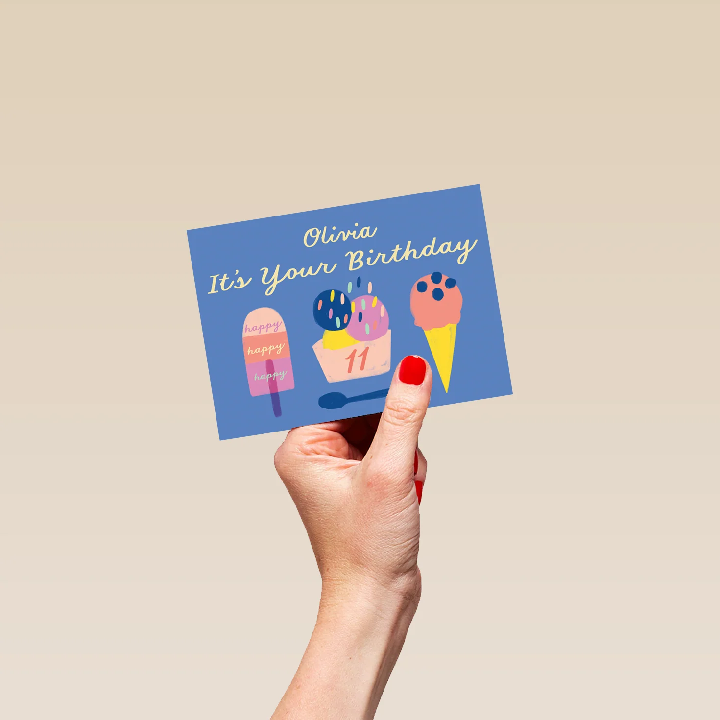 Personalised Editable Ice Lolly & Ice Creams 14th Birthday Card - Image 4