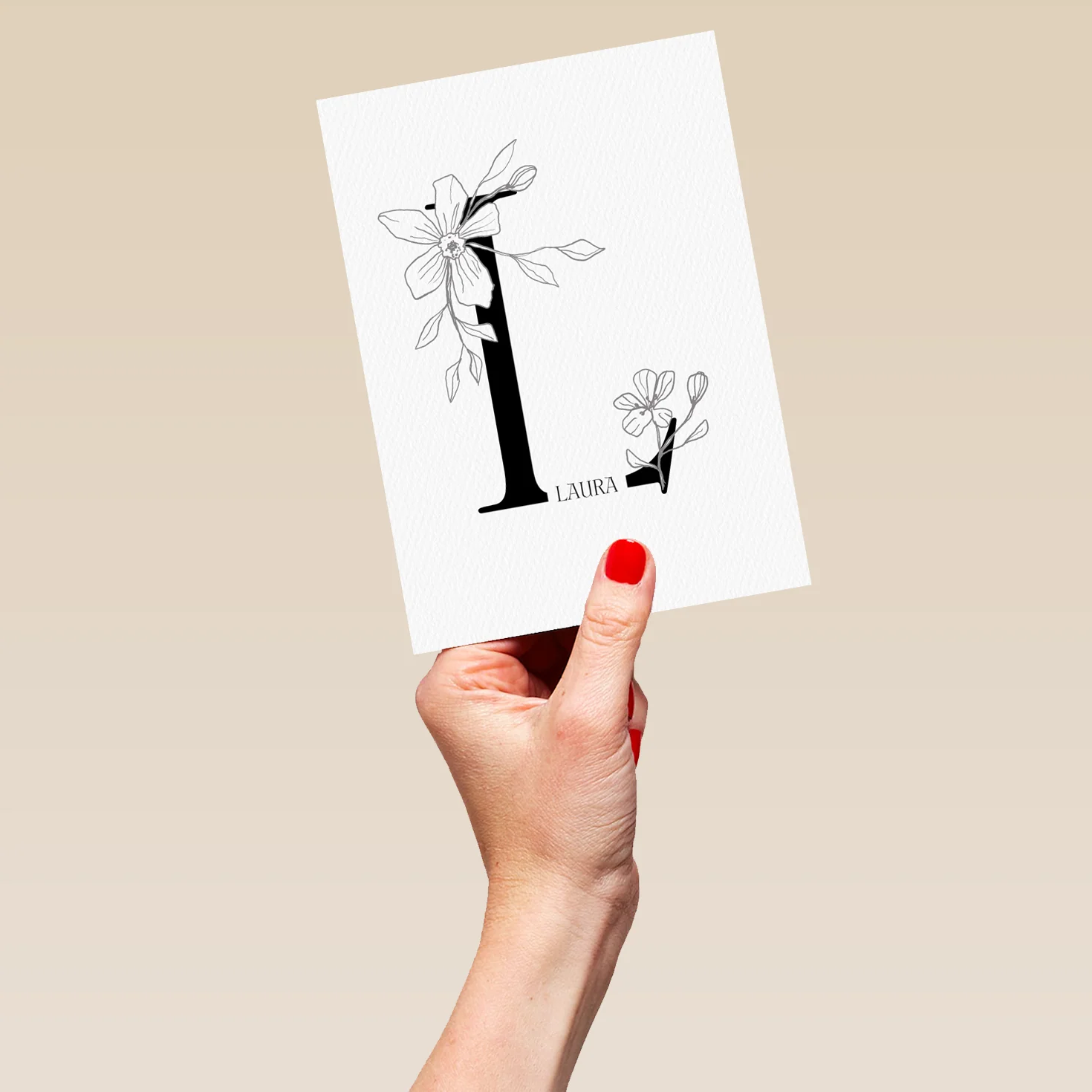 Personalised Editable Illustrated Initial Letter L Birthday Card - Image 5