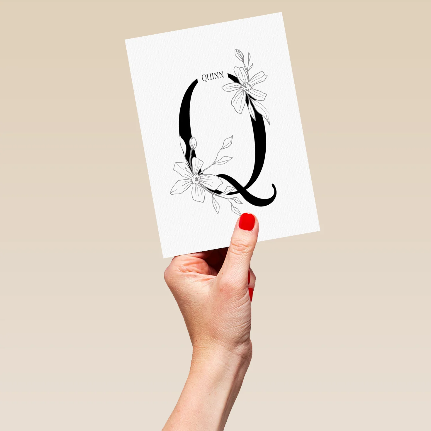 Personalised Editable Illustrated Initial Letter Q Birthday Card - Image 5