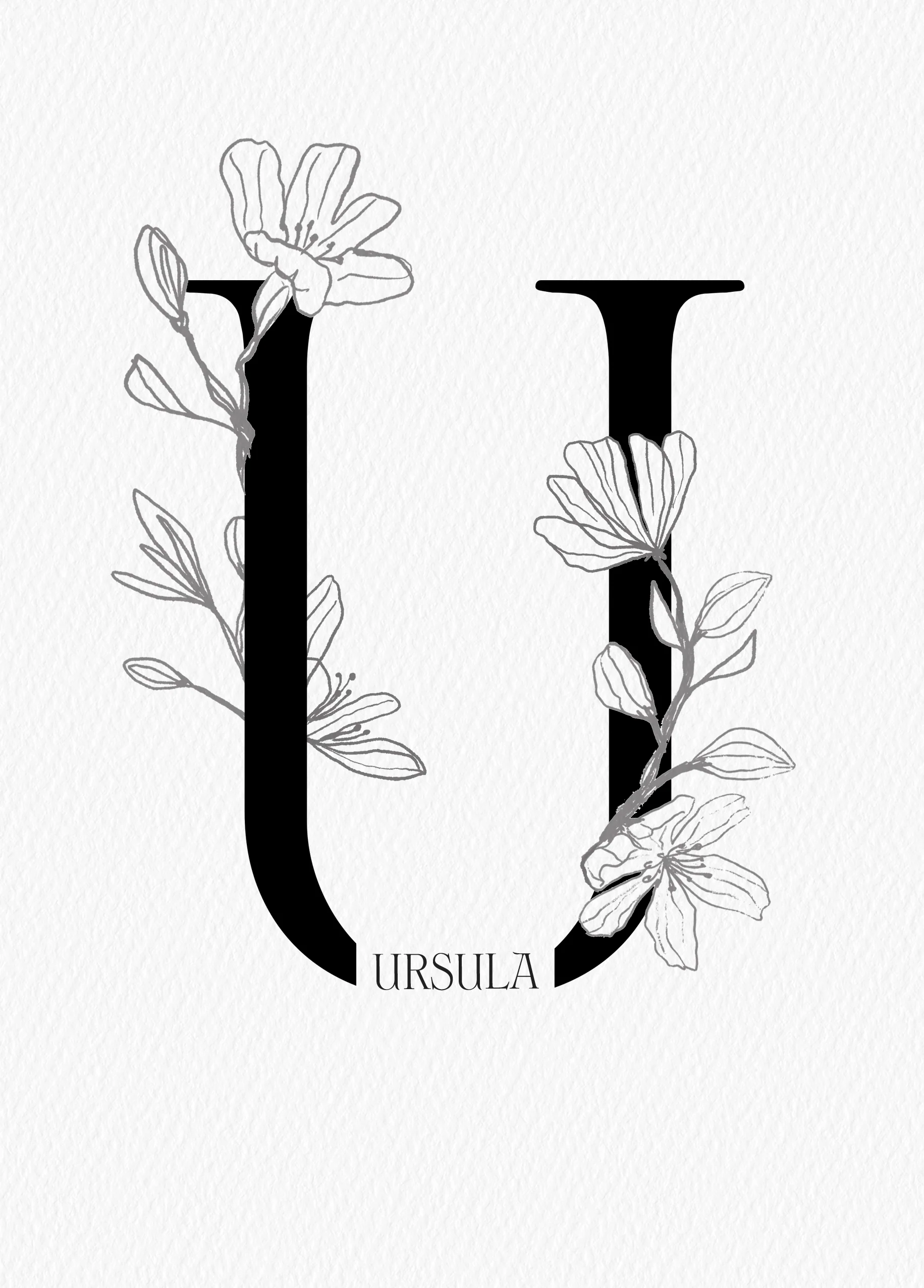 Personalised Editable Illustrated Initial Letter U Birthday Card