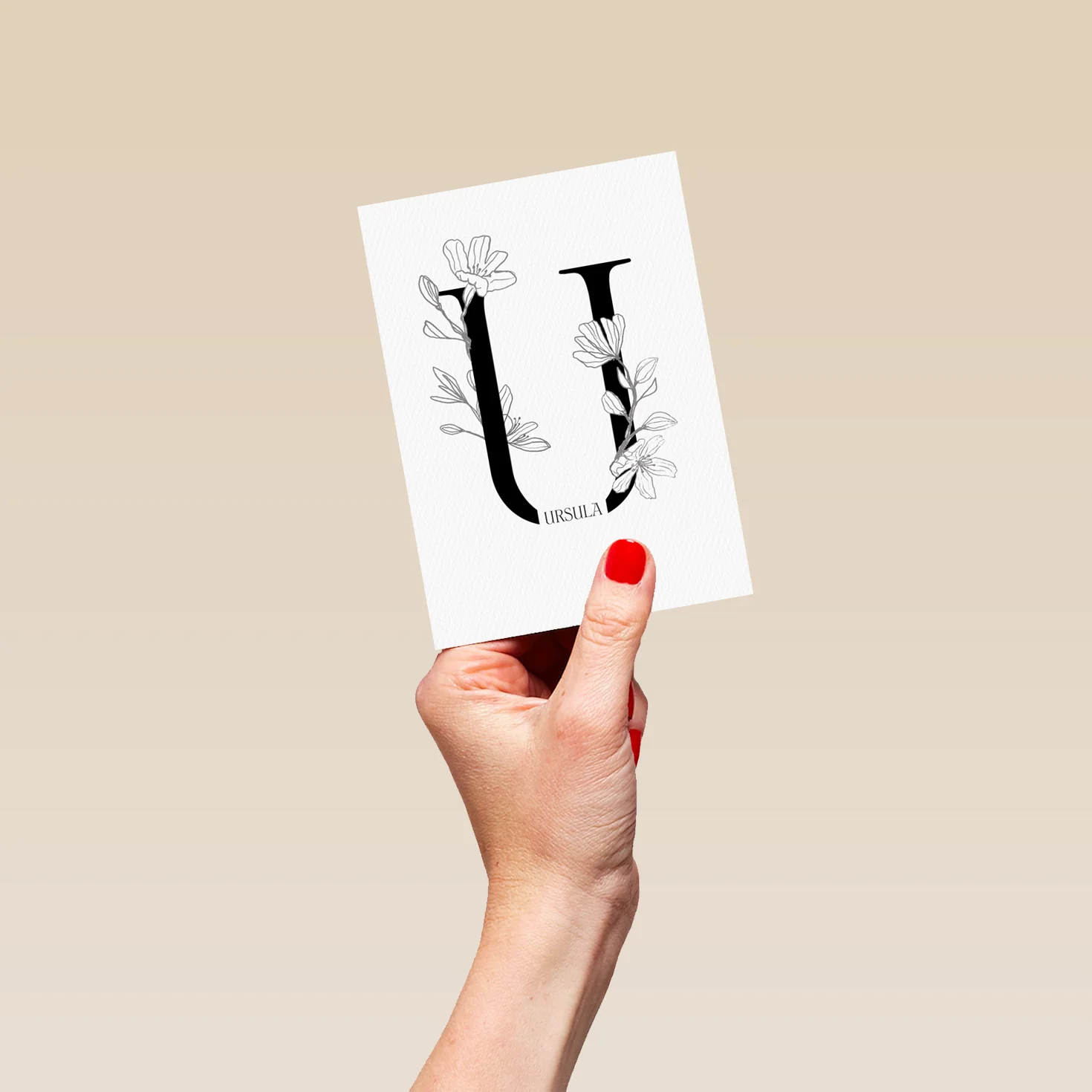Personalised Editable Illustrated Initial Letter U Birthday Card - Image 4