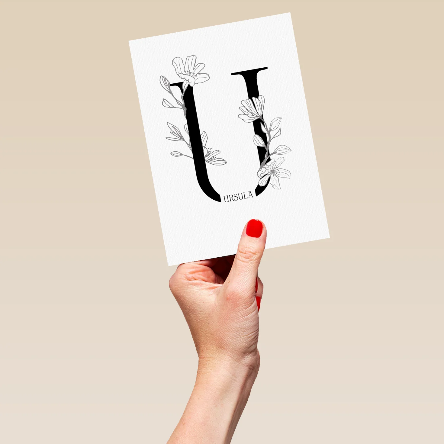 Personalised Editable Illustrated Initial Letter U Birthday Card - Image 5