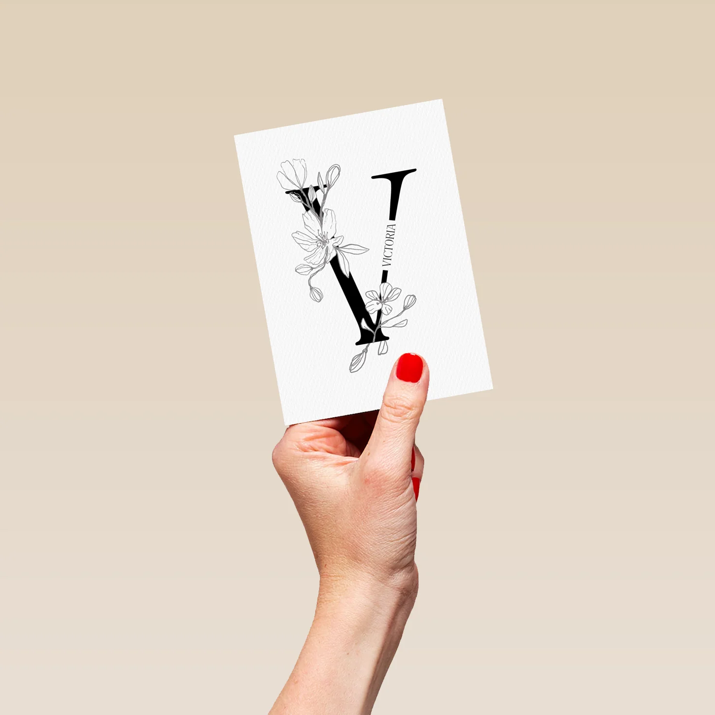 Personalised Editable Illustrated Initial Letter V Birthday Card - Image 4