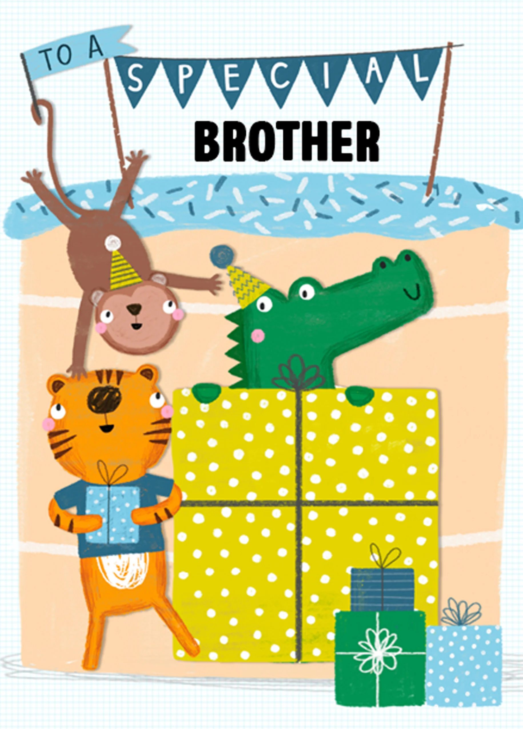 Personalised Editable Jungle Animals Birthday Card For Brother