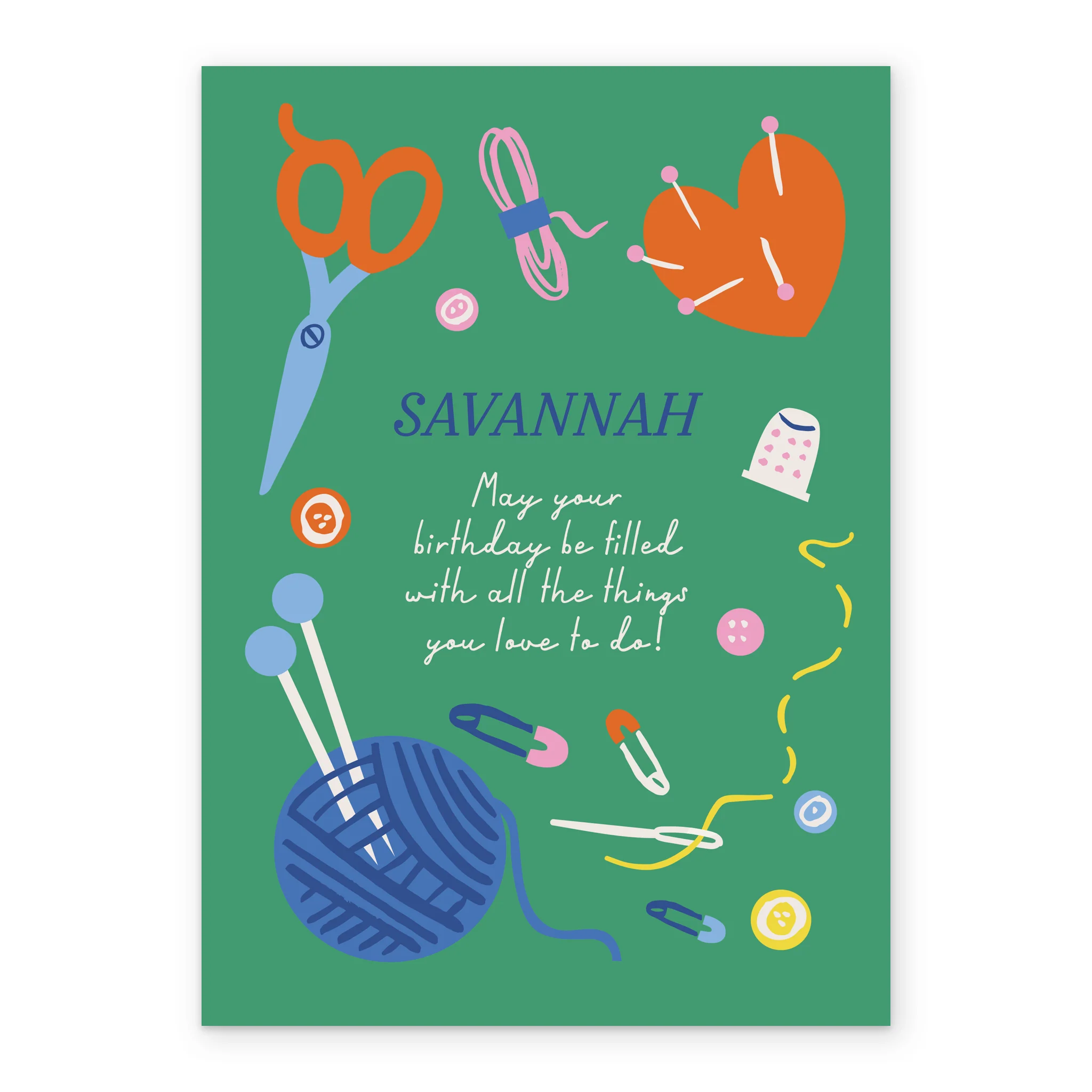 Personalised Editable Knitting Birthday Card - Image 2