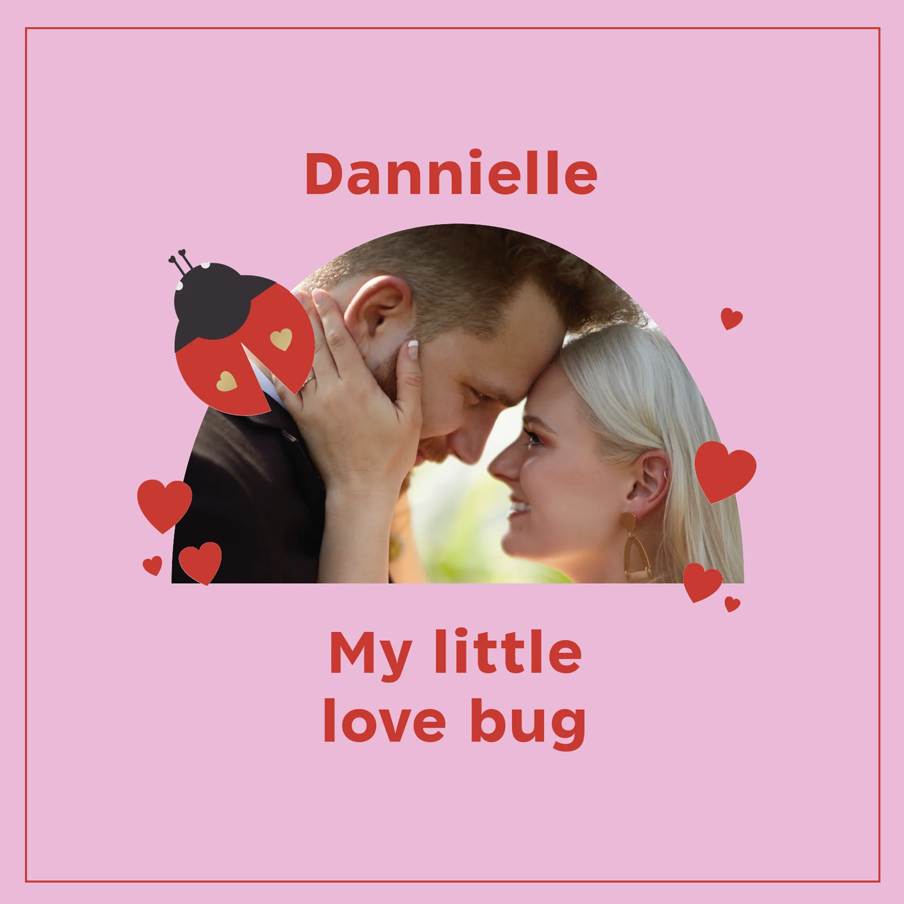 Personalised & Editable Ladybird Heart Photo Upload Valentine's Day Card
