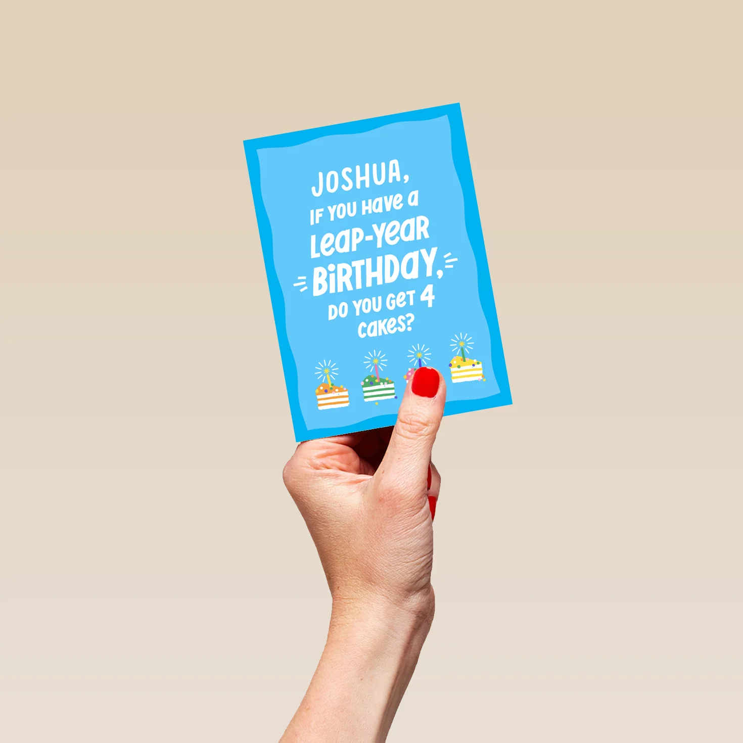 Personalised Editable Leap Year Blue Birthday Card - Image 4