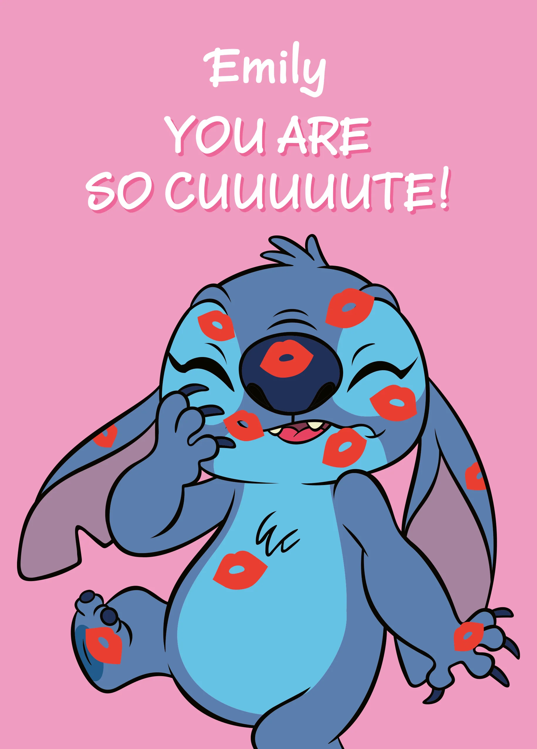 Personalised & Editable Lilo & Stitch Kisses Greeting Card