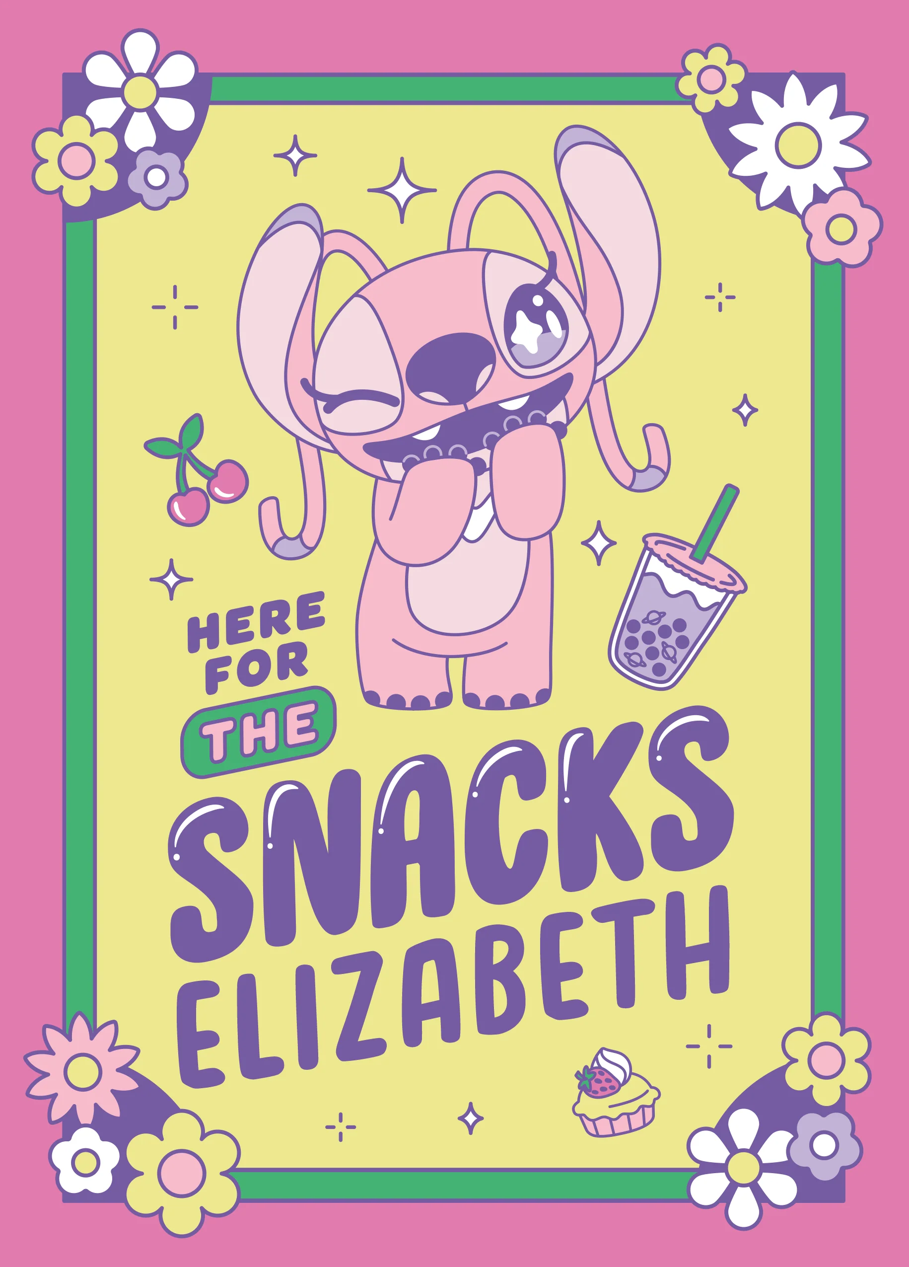 Personalised & Editable Lilo & Stitch Pink Angel Greeting Card