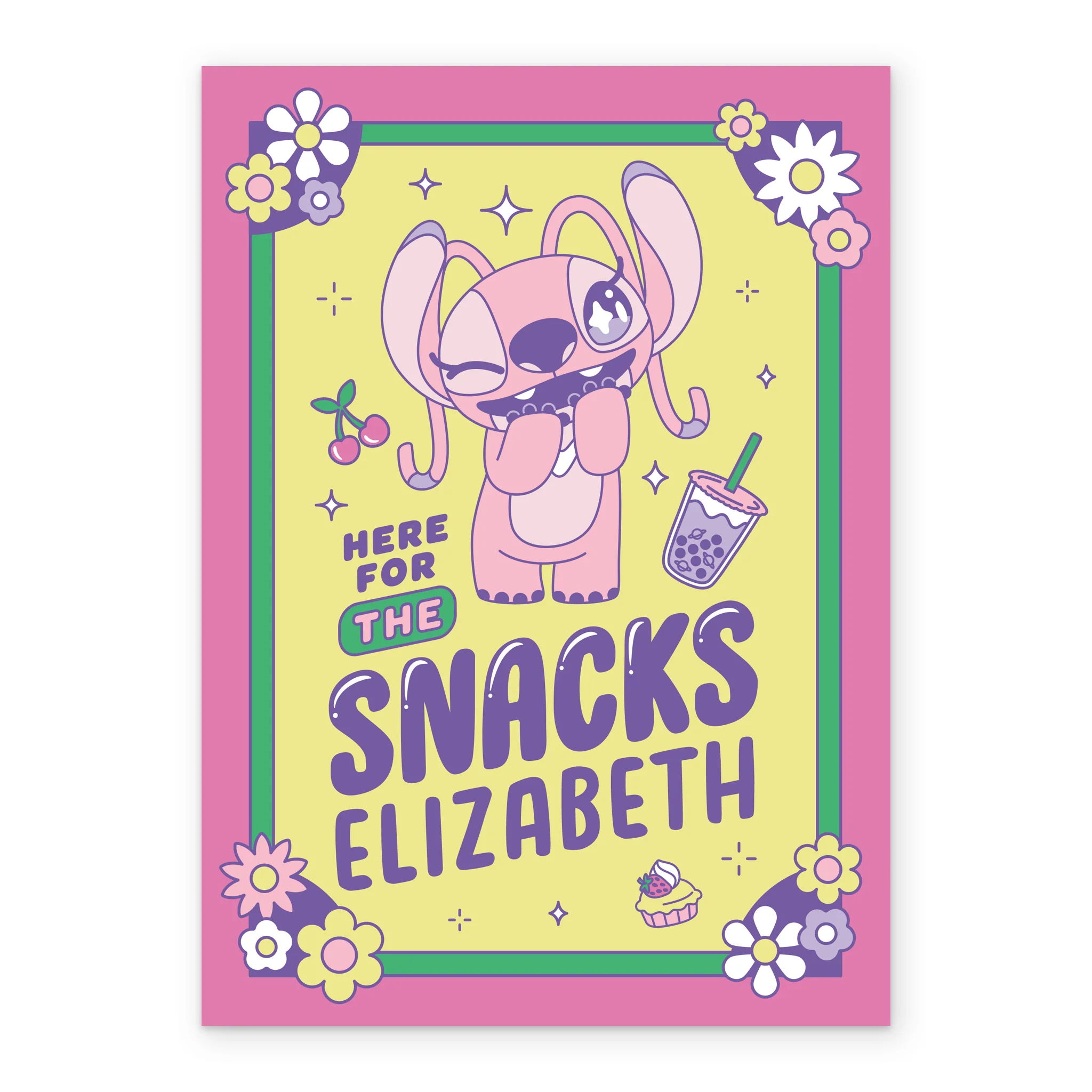 Personalised & Editable Lilo & Stitch Pink Angel Greeting Card - Image 2