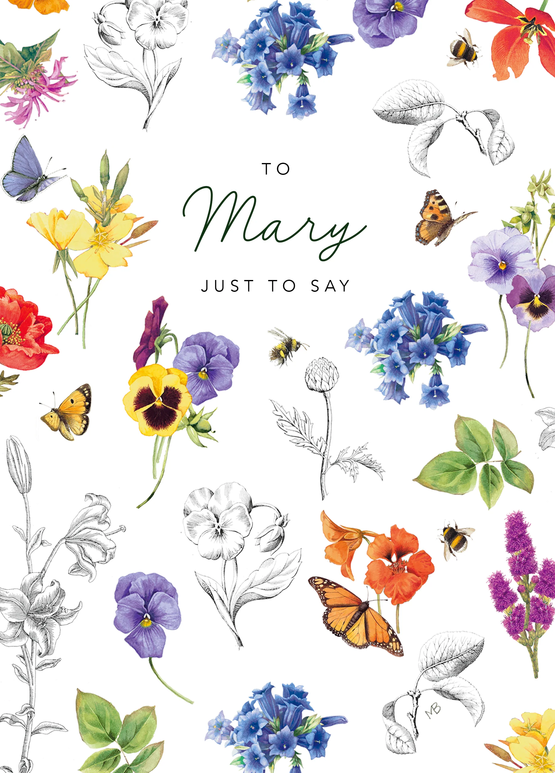 Personalised Editable Marjolein Bastin Just to Say Card - Floral Artwork Design