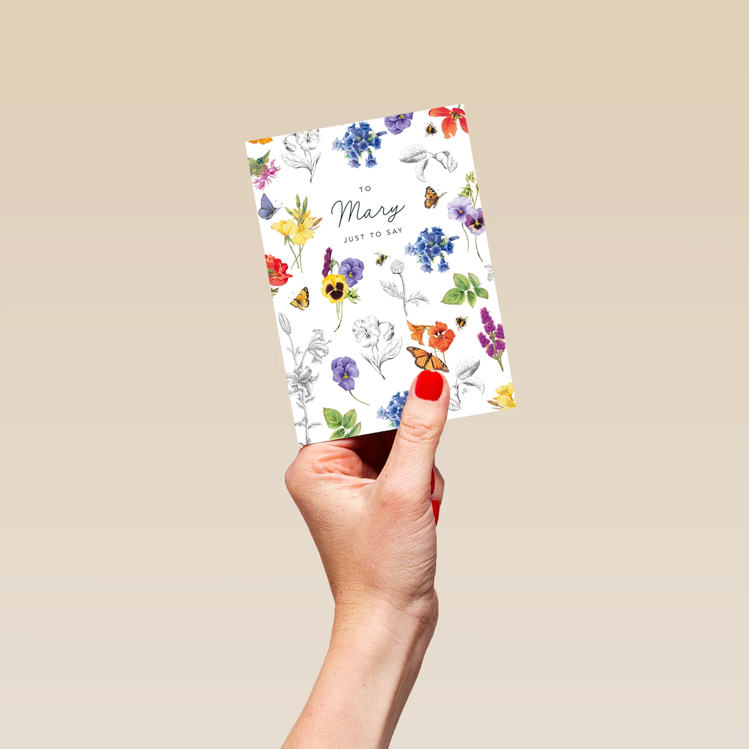 Personalised Editable Marjolein Bastin Just to Say Card - Floral Artwork Design - Image 4