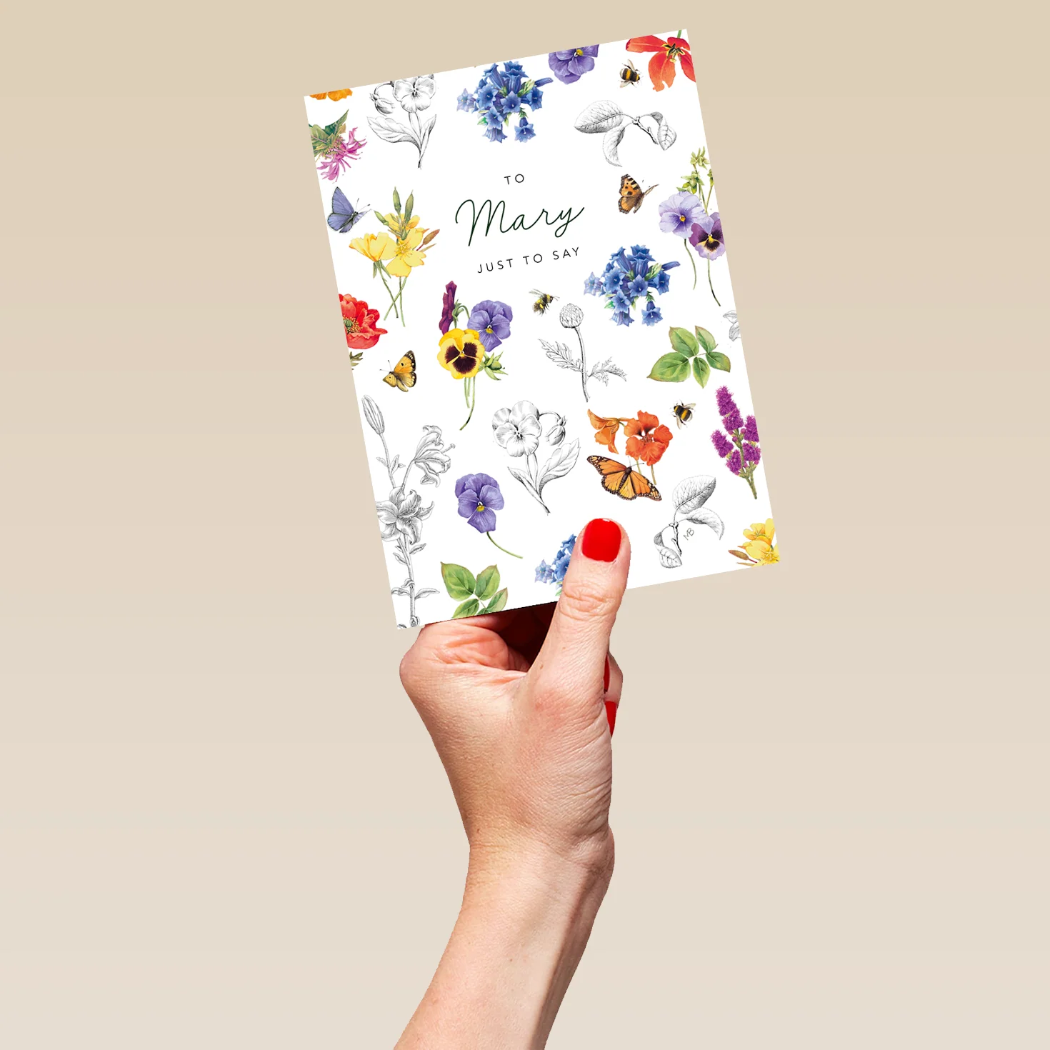 Personalised Editable Marjolein Bastin Just to Say Card - Floral Artwork Design - Image 5