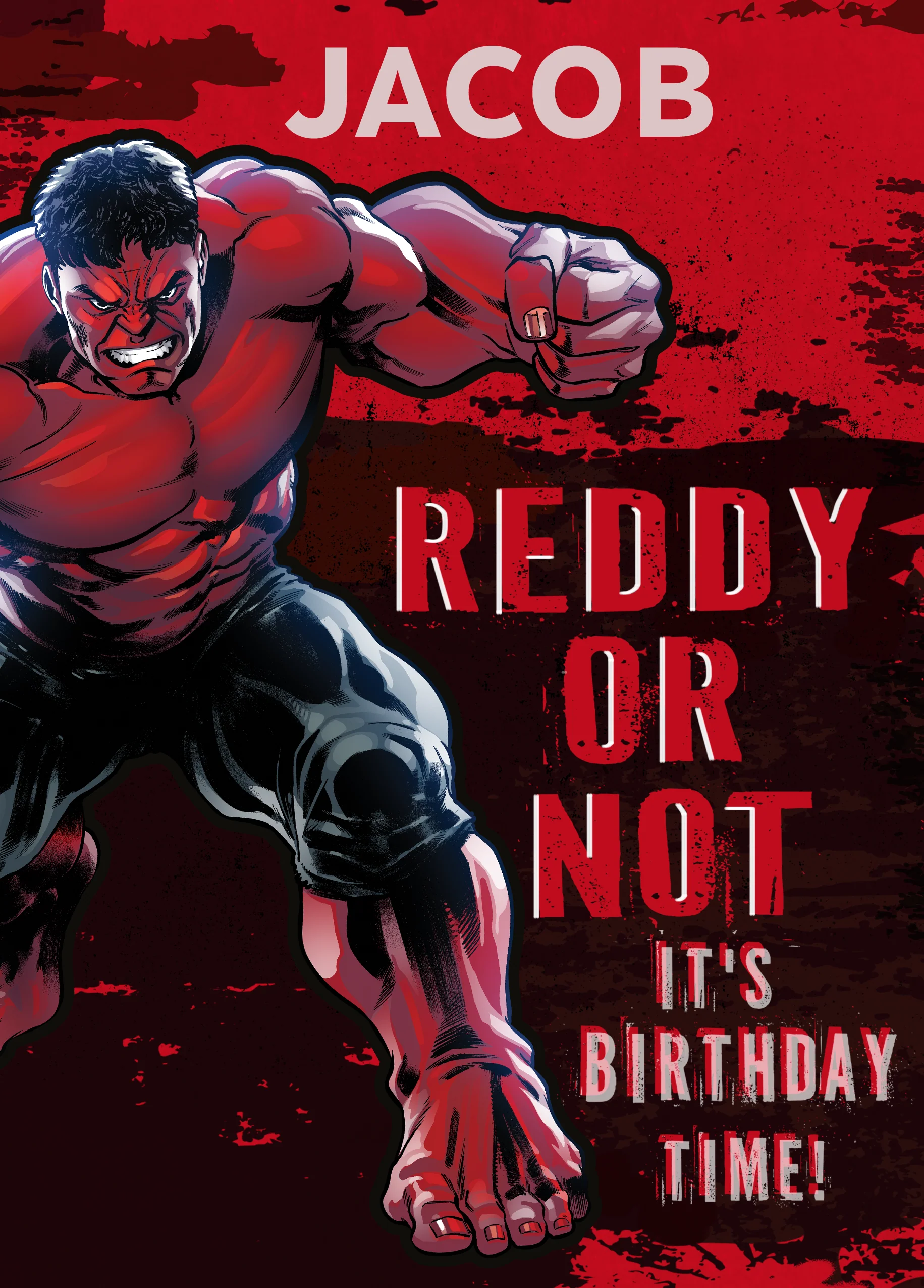Personalised Editable MARVEL Red Hulk Birthday Card