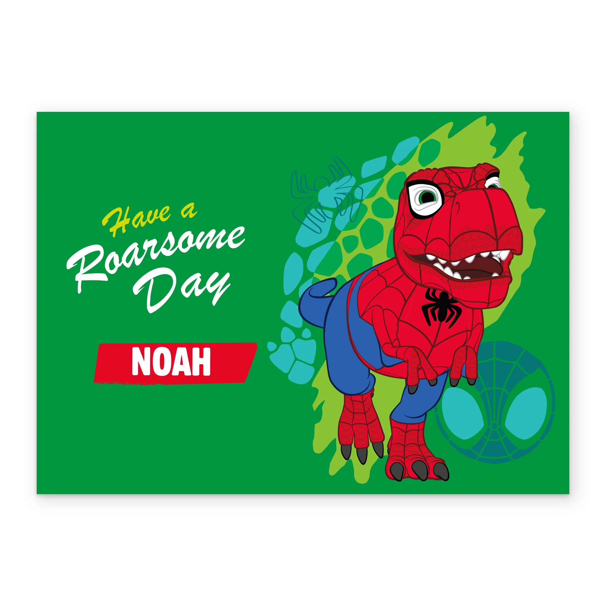 Personalised Editable MARVEL Spider-Rex Kids Birthday Card - Image 2