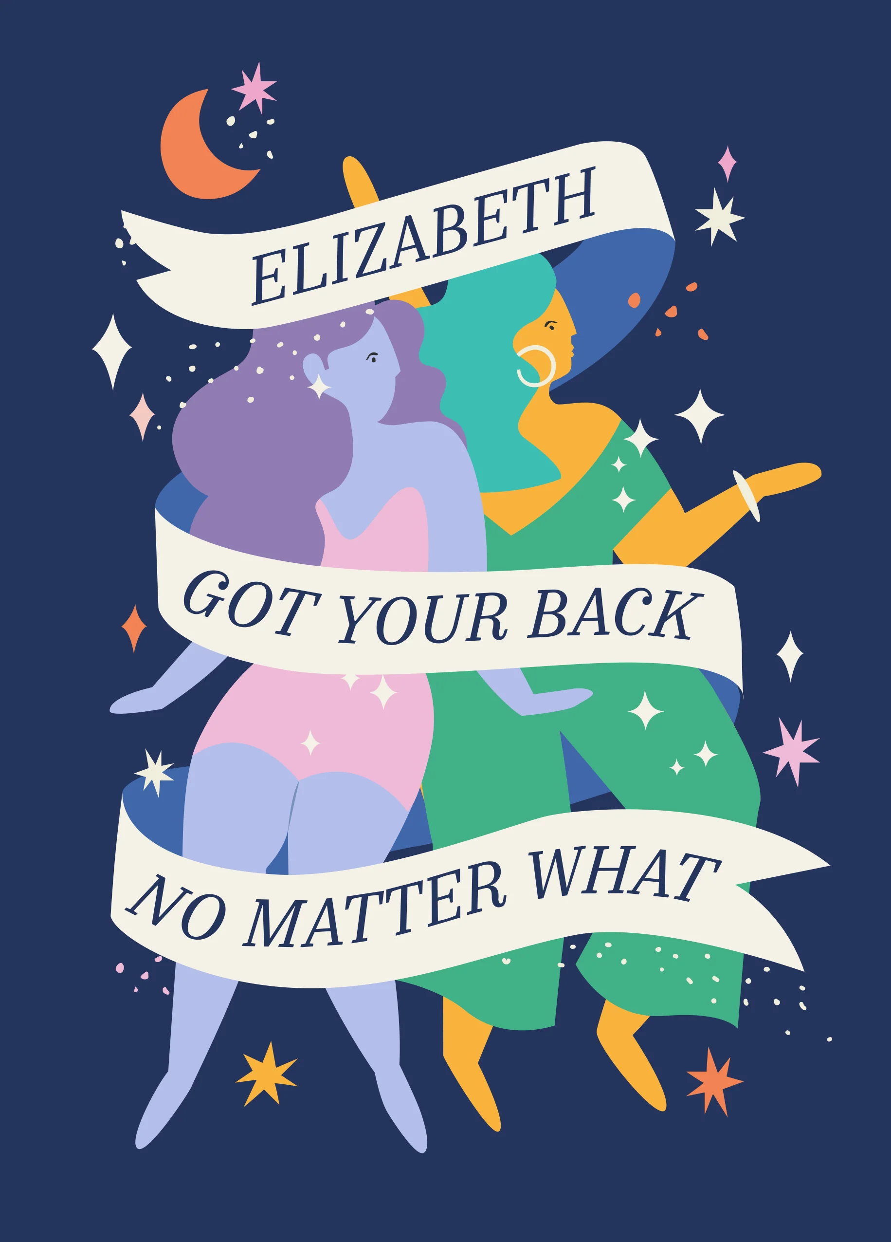 Personalised Editable Moon & Stars Thinking of You Card