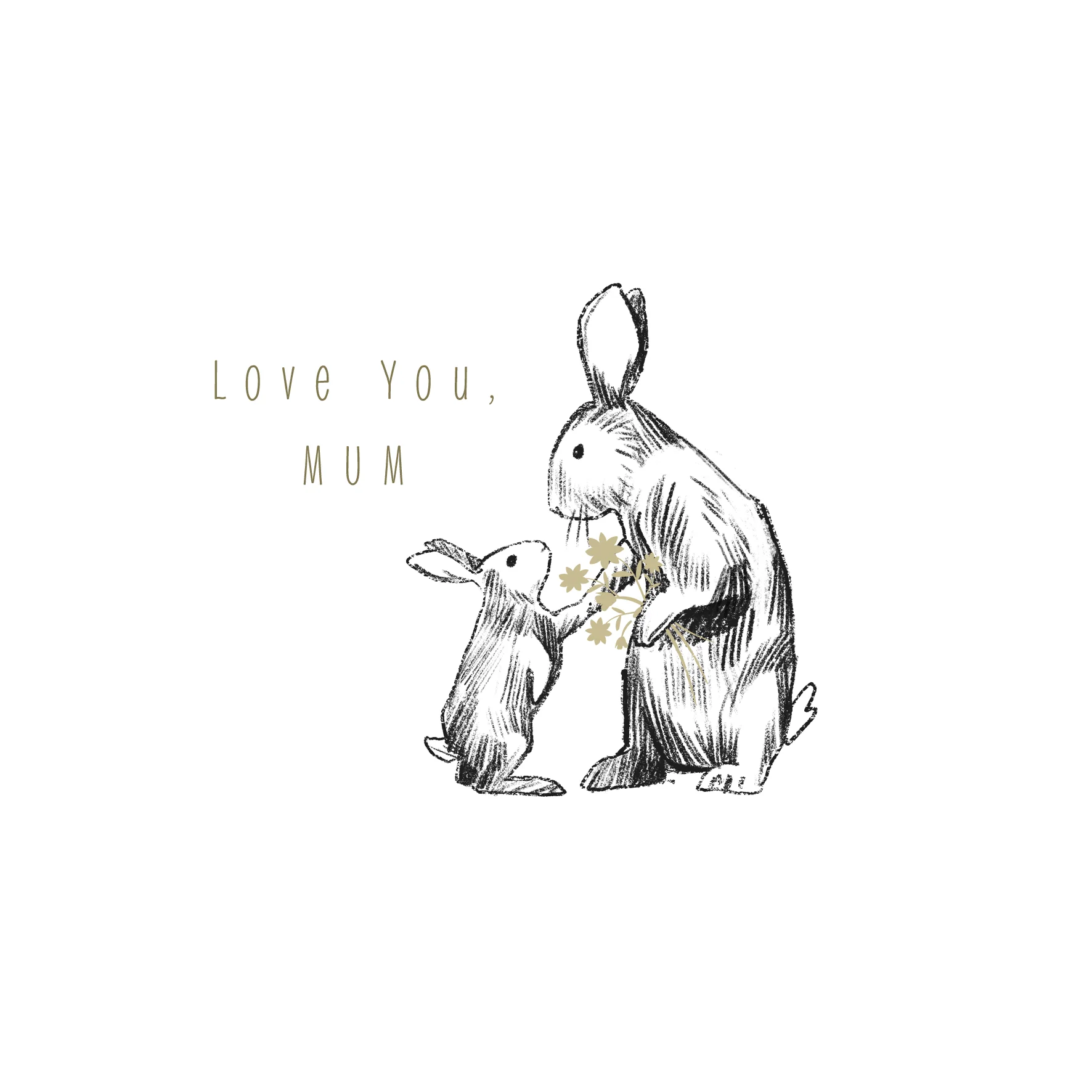 Personalised Editable Mother Bunny & Kit Mother's Day Card